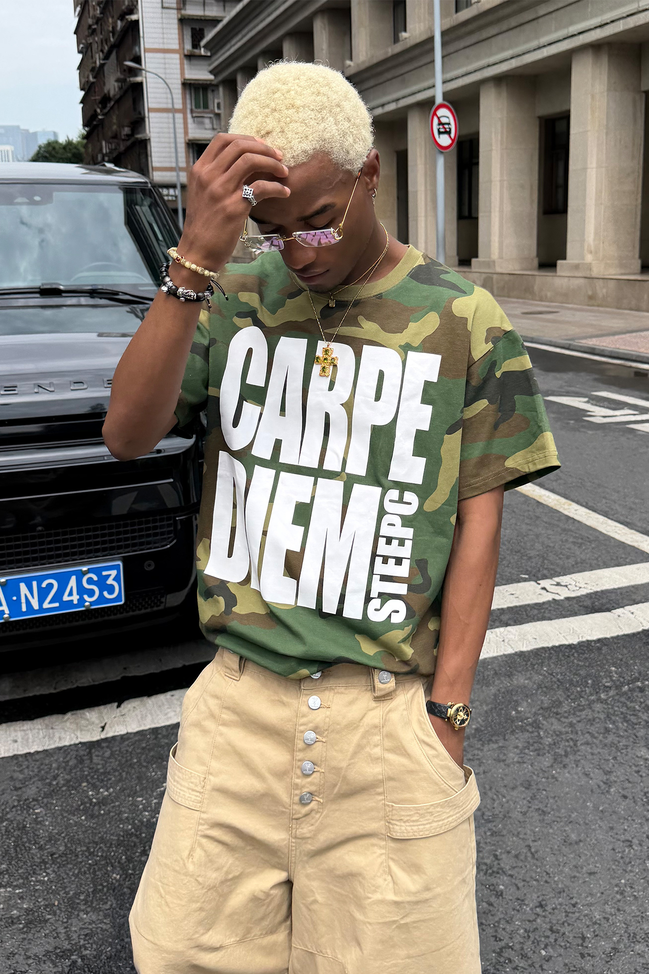 STEEPC Camo Slogan Graphic T-Shirt-T Shirt-S (1)-Free Shipping Leatheretro