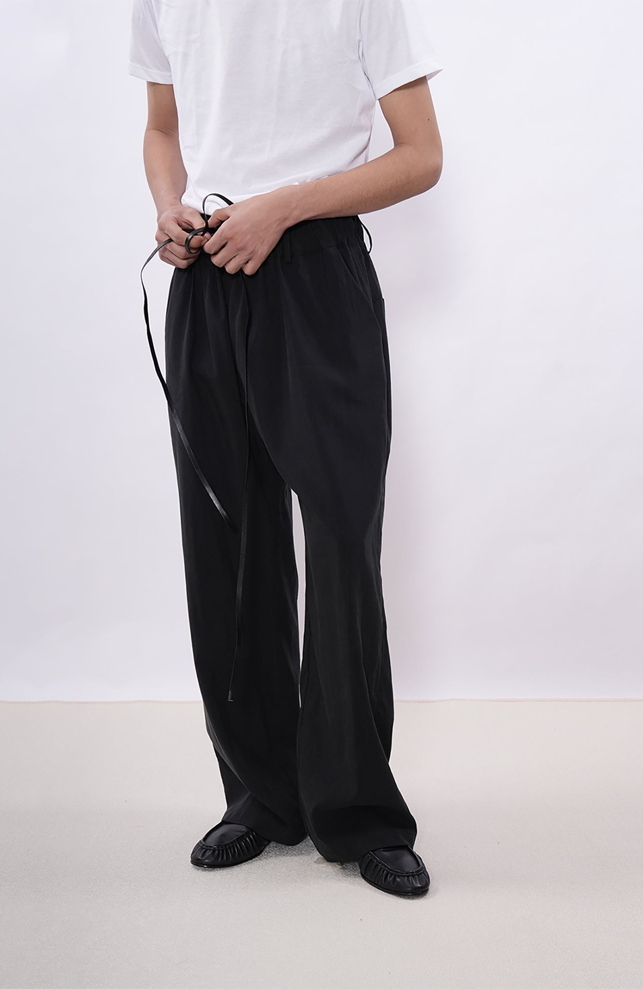 7440 37 1 Drawstring Fluid Wide-Leg Trousers-Pants-S (Preorder)-Free Shipping Leatheretro