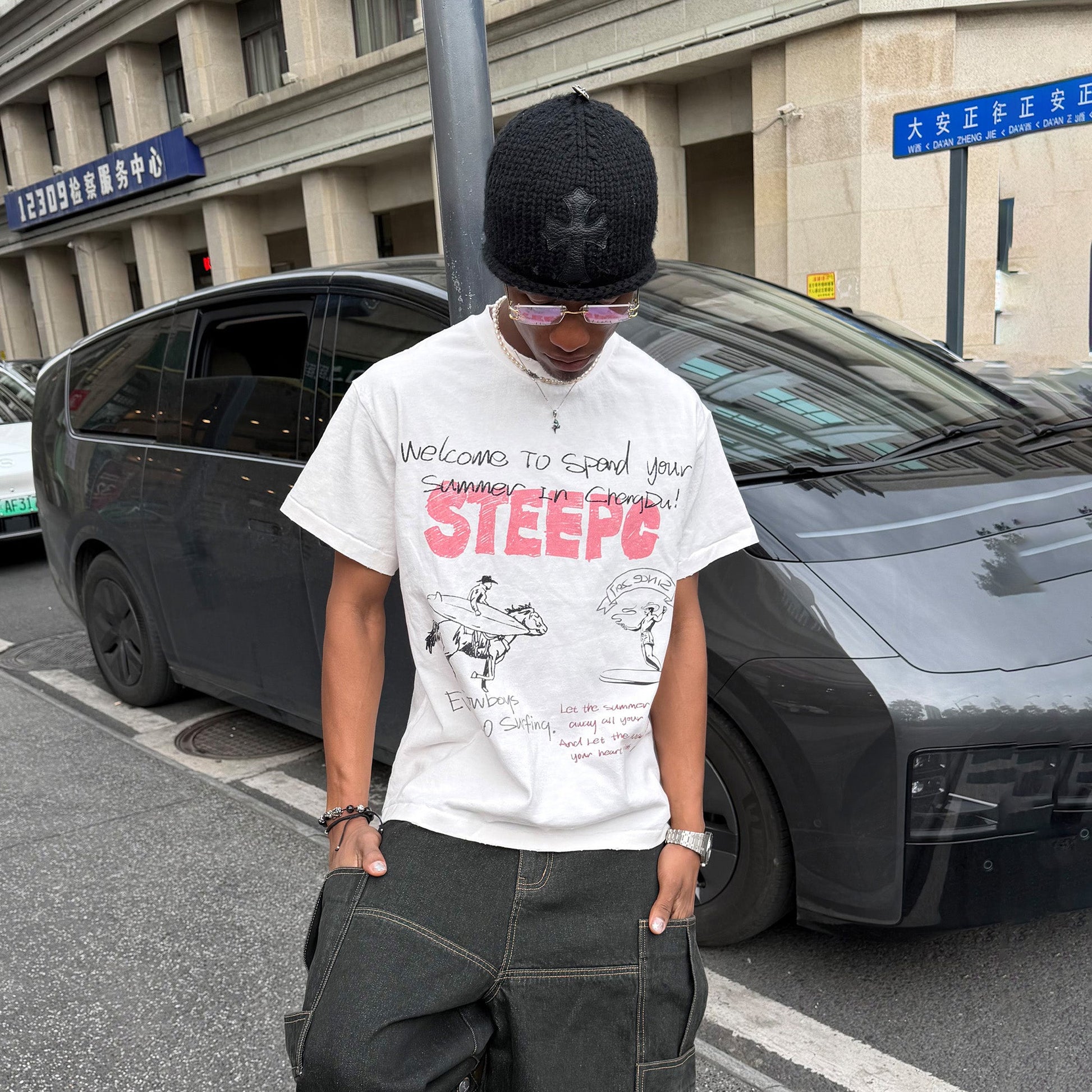 STEEPC Graffiti Sketch Graphic Tee-T Shirt-S-Free Shipping Leatheretro