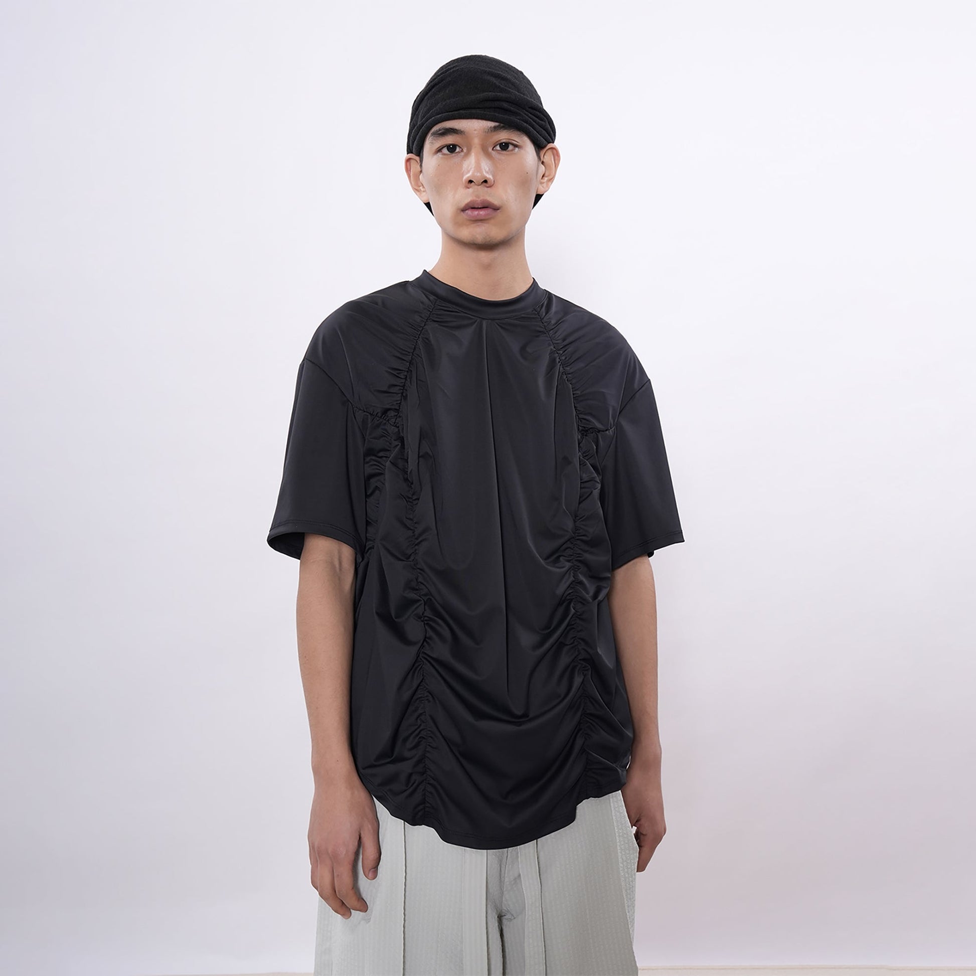 7440 37 1 Ruched Panel Training Tee-T Shirt-S (Preorder)-Free Shipping Leatheretro