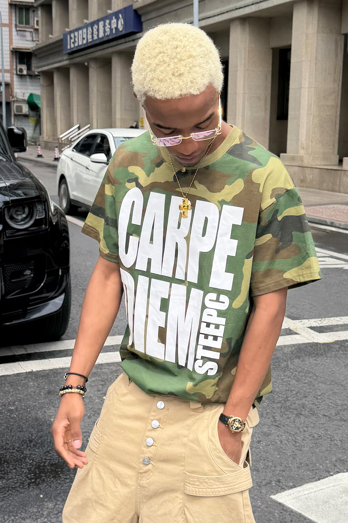STEEPC Camo Slogan Graphic T-Shirt-T Shirt-S (1)-Free Shipping Leatheretro