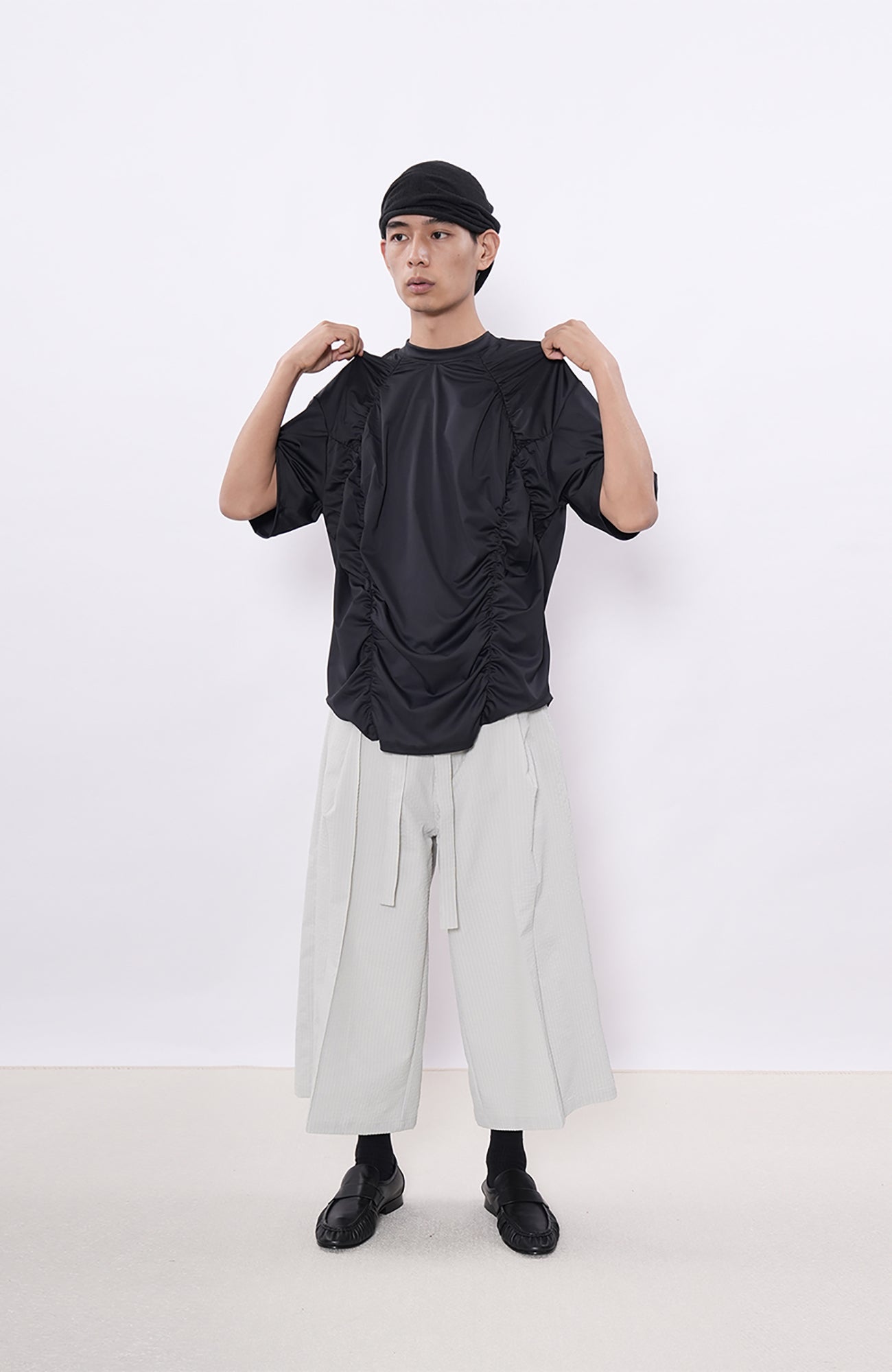 7440 37 1 Ruched Panel Training Tee-T Shirt-S (Preorder)-Free Shipping Leatheretro