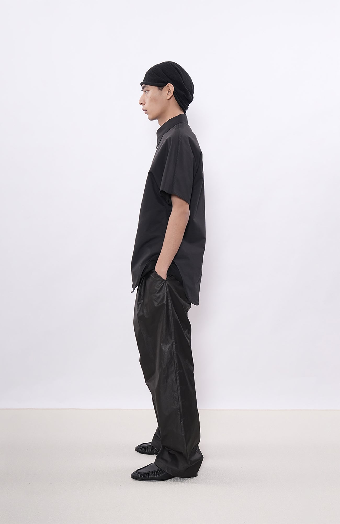 7440 37 1 Asymmetrical Placket Short Sleeve Shirt-Shirt-S-Free Shipping Leatheretro