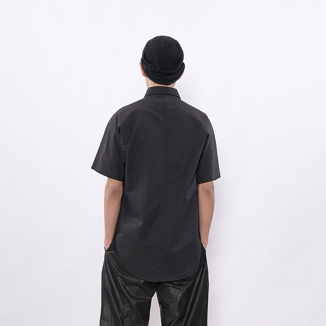 7440 37 1 Asymmetrical Placket Short Sleeve Shirt-Shirt-S-Free Shipping Leatheretro