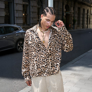 STEEPC Leopard Pearl Embellished Boxy Shirt-Shirt-S (1)-Free Shipping Leatheretro