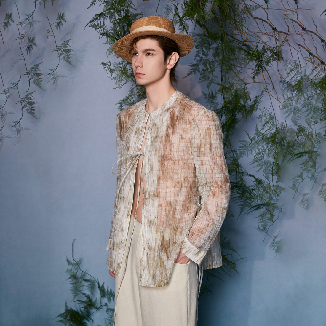 JIECHI Mandarin Tie-Dye Closure Overshirt-Shirt-M (Preorder)-Free Shipping Leatheretro