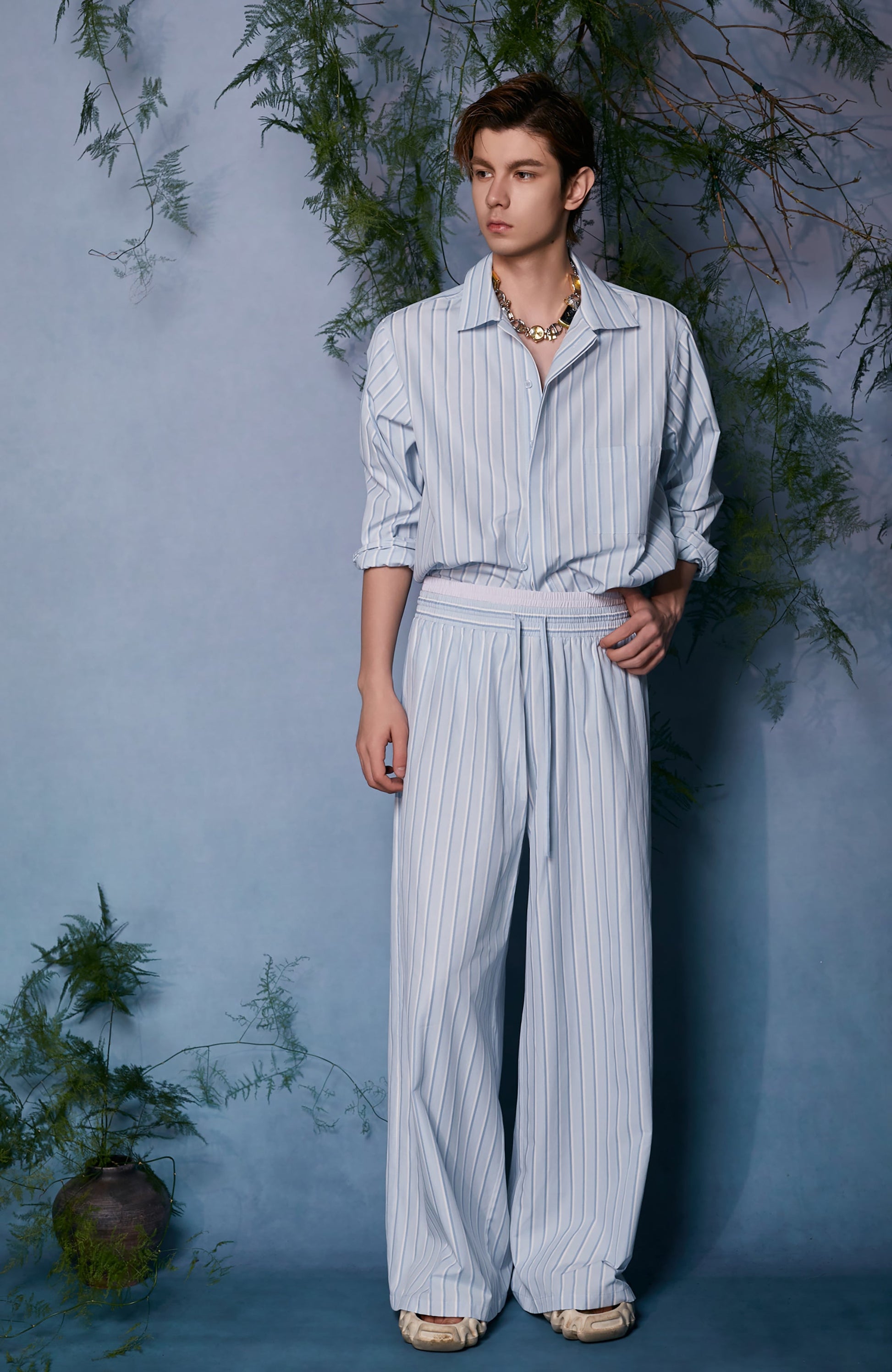 JIECHI Button-Up Striped Shirt-Shirt-M (Preorder)-Free Shipping Leatheretro