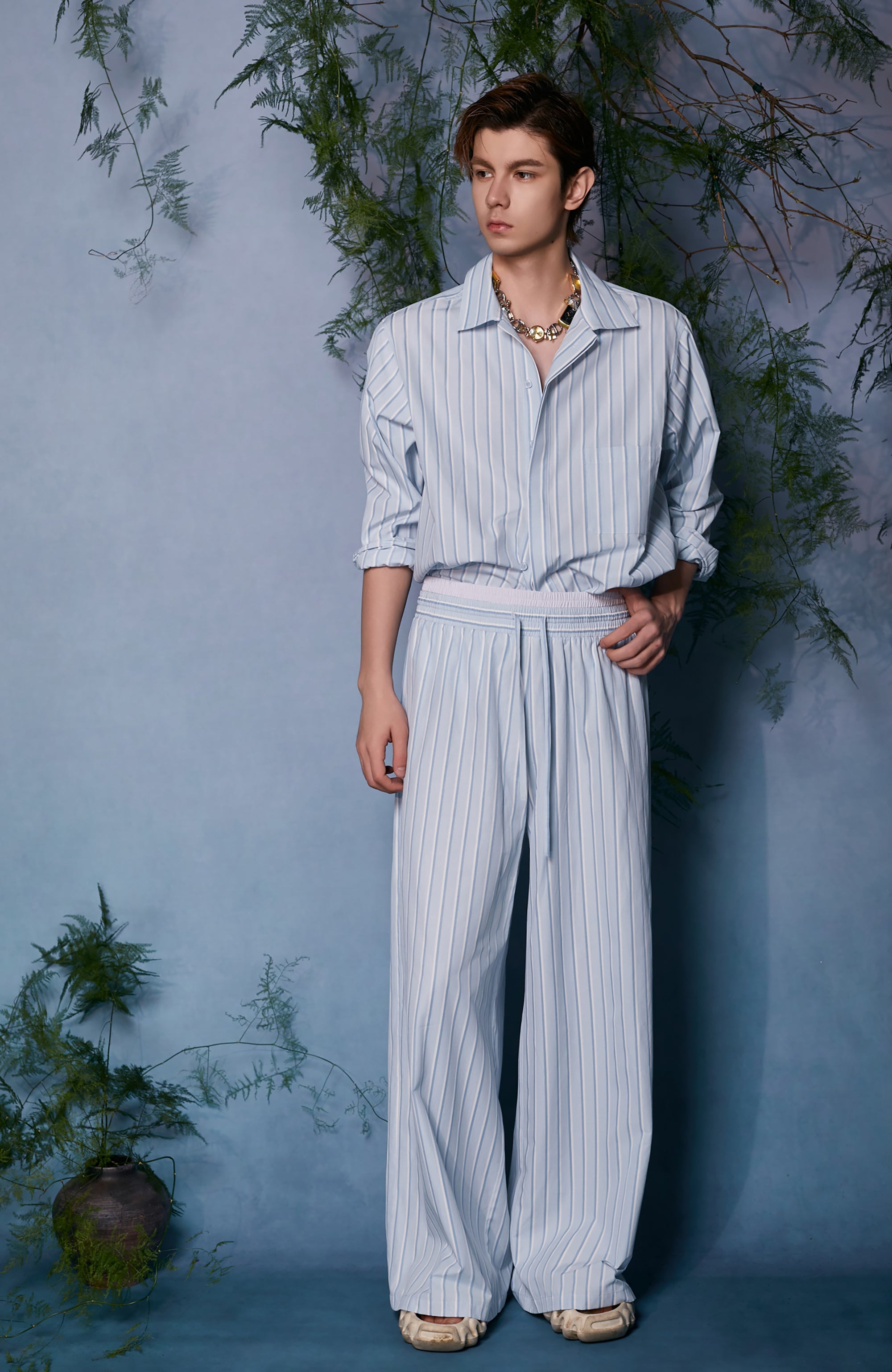 JIECHI Button-Up Striped Shirt-Shirt-M (Preorder)-Free Shipping Leatheretro