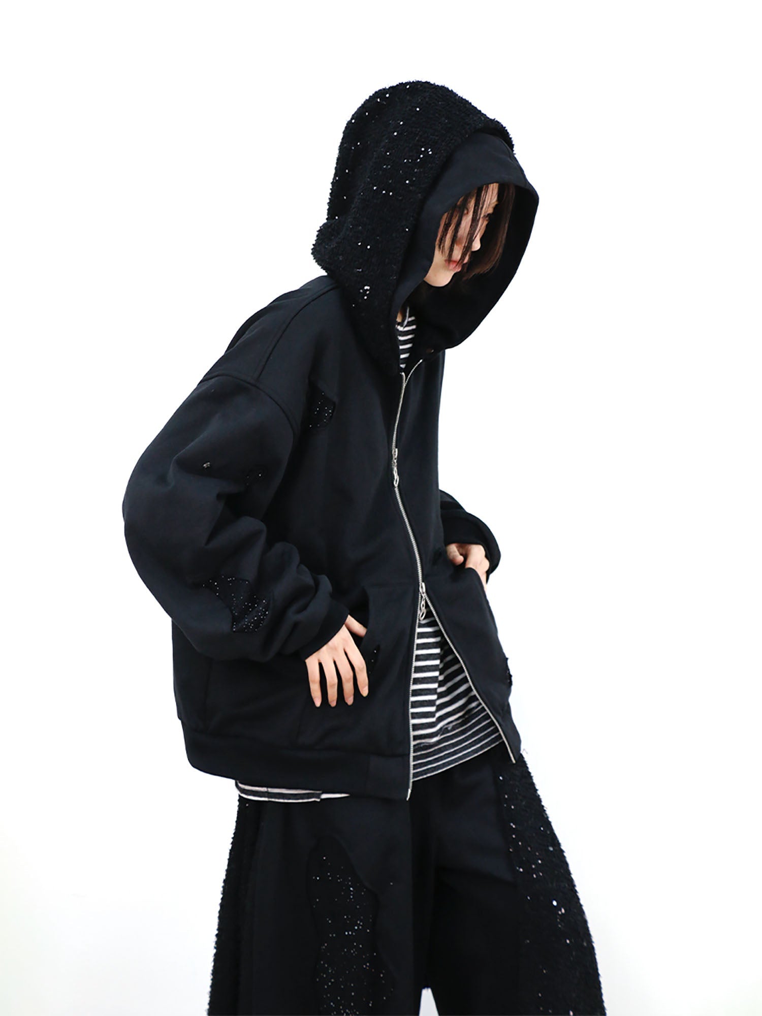 RELABEL Detachable Diamond Layered Hood Jacket-Jacket-XS (Preorder)-Free Shipping Leatheretro