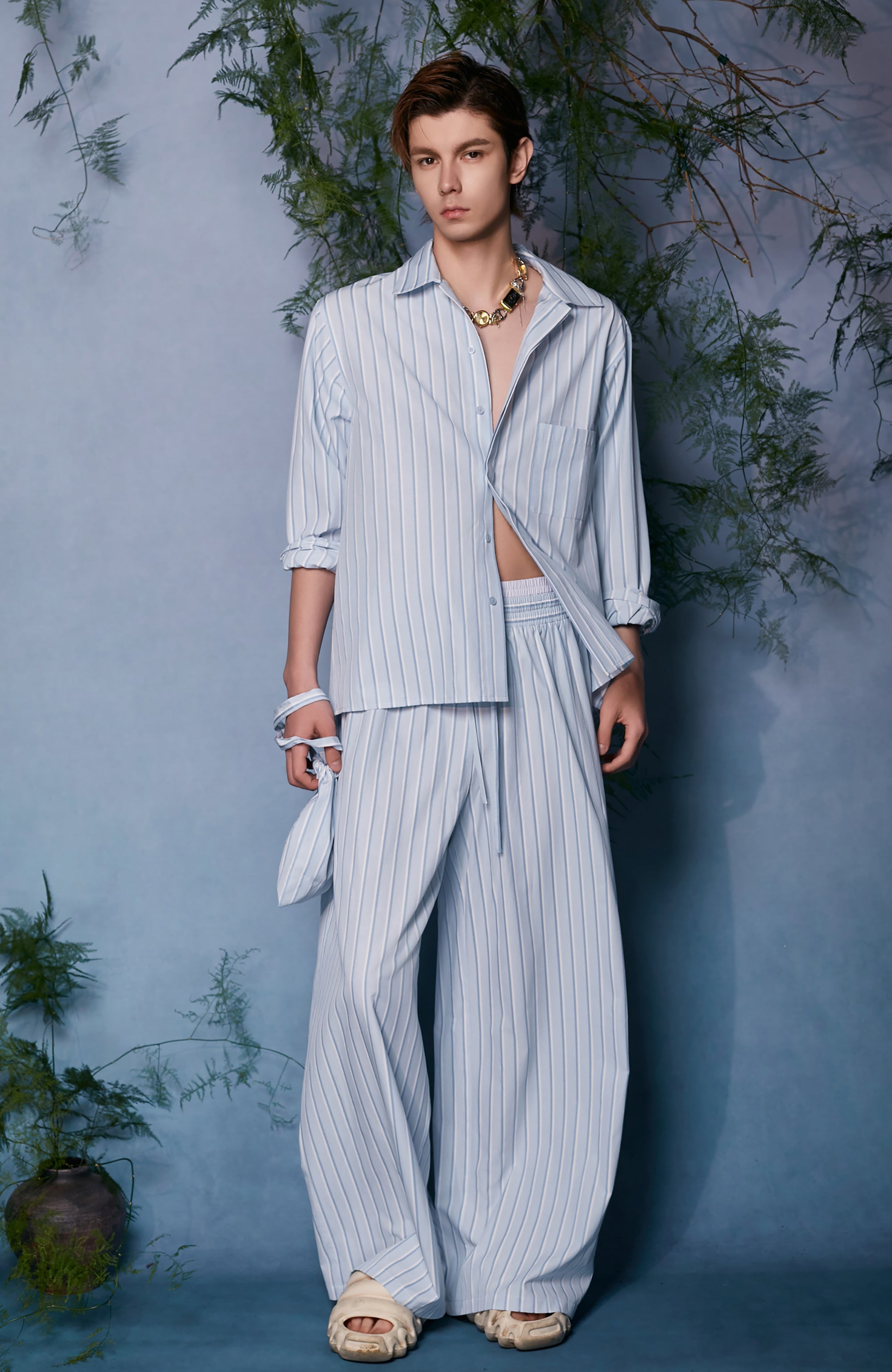JIECHI Button-Up Striped Shirt-Shirt-M (Preorder)-Free Shipping Leatheretro