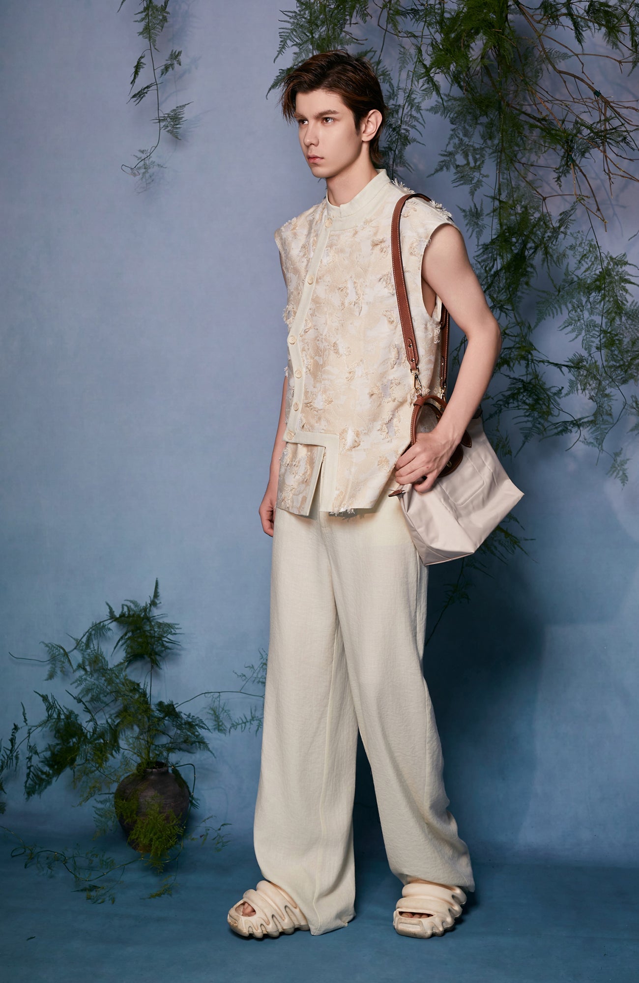 JIECHI Mandarin Collar Floral Buttoned Vest-Vest-M (Preorder)-Free Shipping Leatheretro