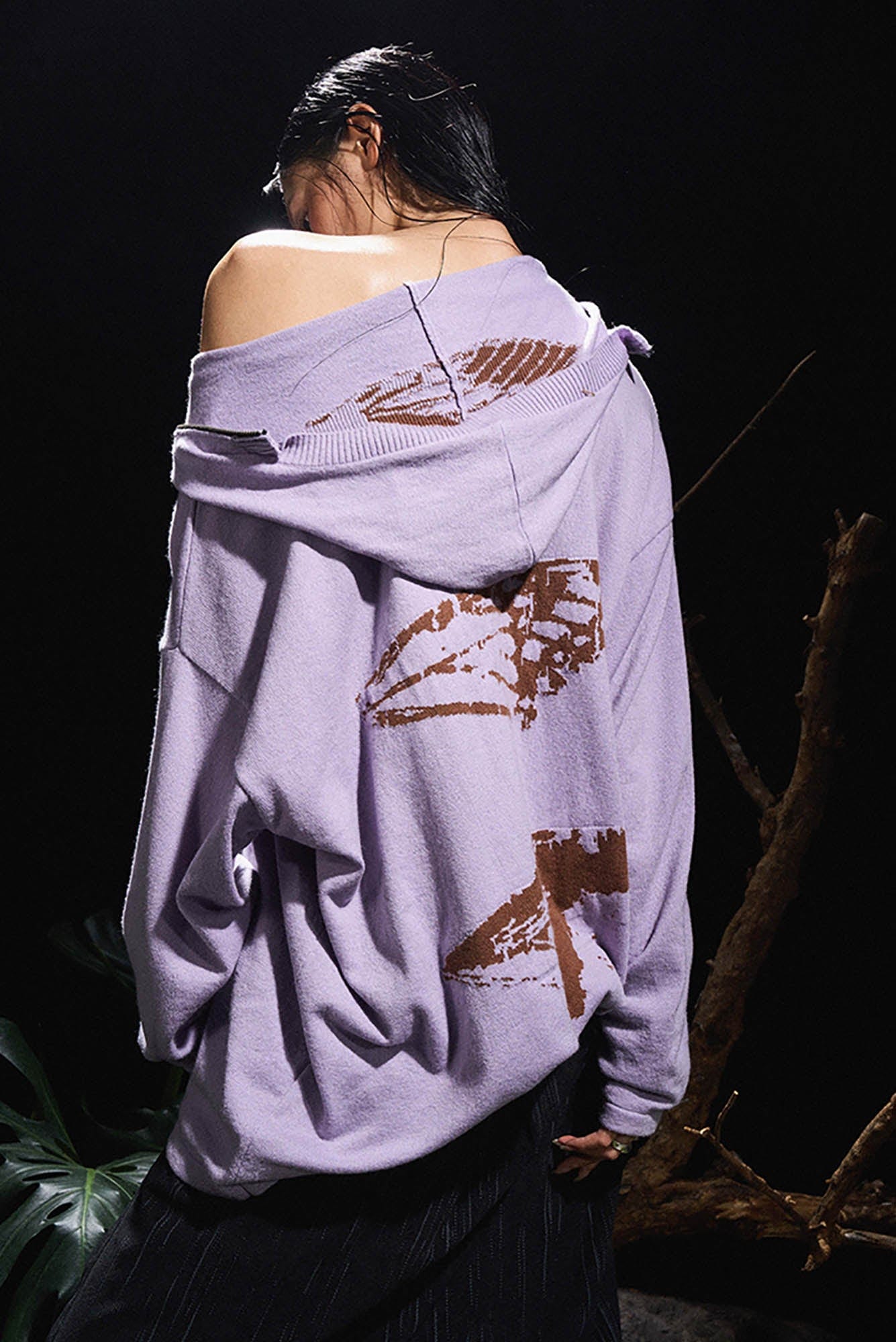 RELABEL Butterfly Zip-Up Mask Wool-Blended Hoodie-Hoodie-XS-Free Shipping Leatheretro