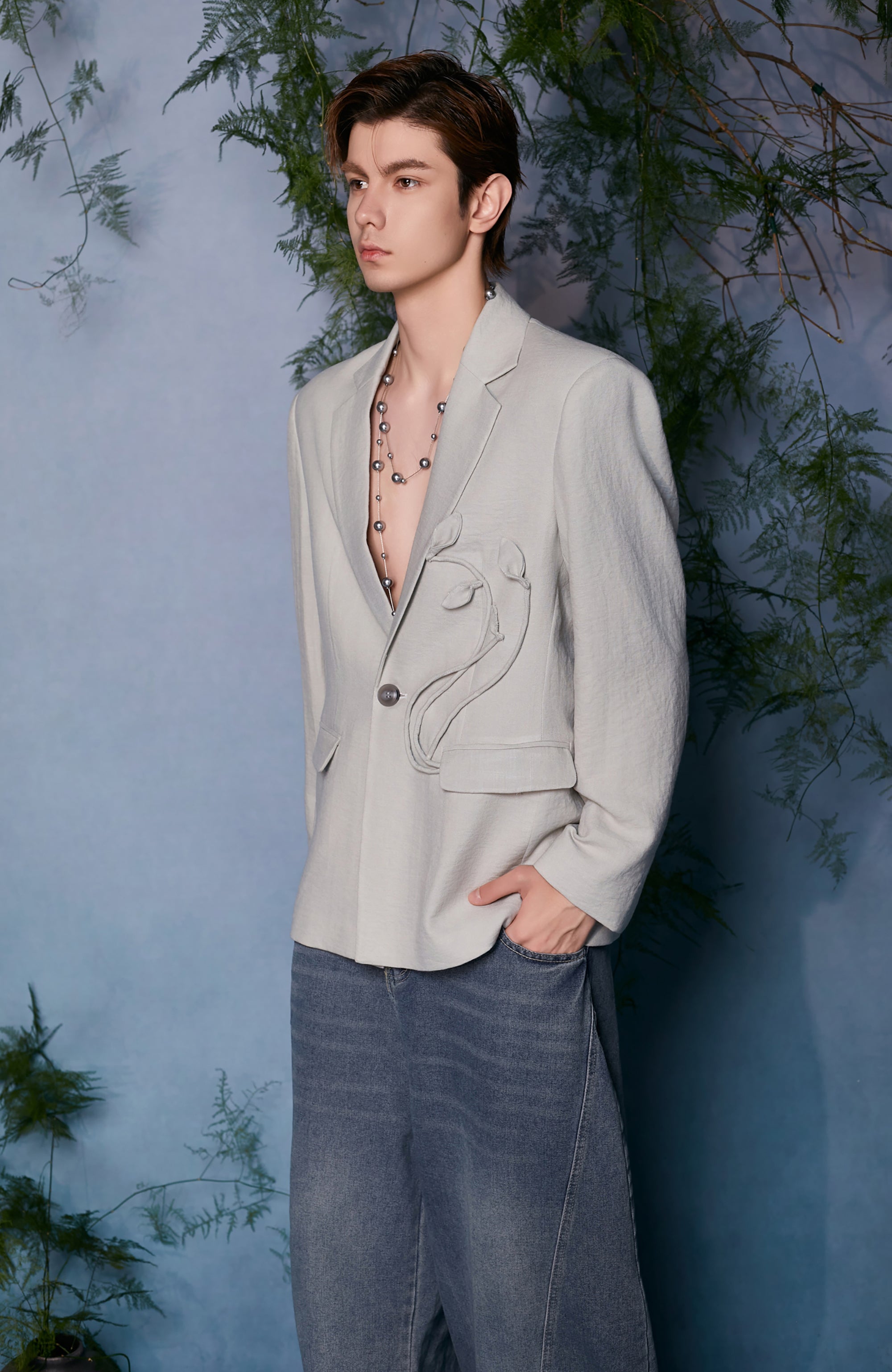 JIECHI Embroidered Floral Linework Blazer-Jacket-M (Preorder)-Free Shipping Leatheretro