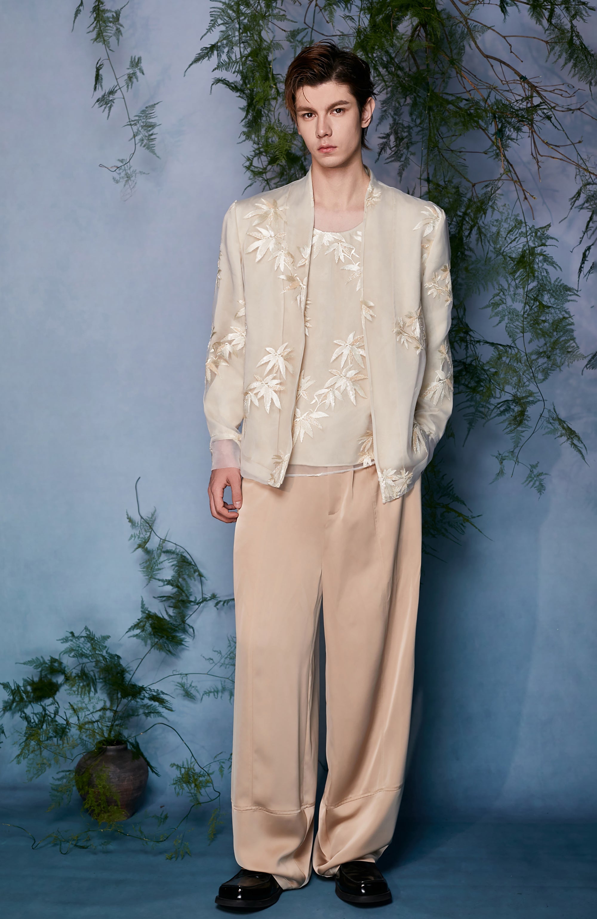 JIECHI Draped Satin Wide-Leg Trousers-Pants-M (Preorder)-Free Shipping Leatheretro