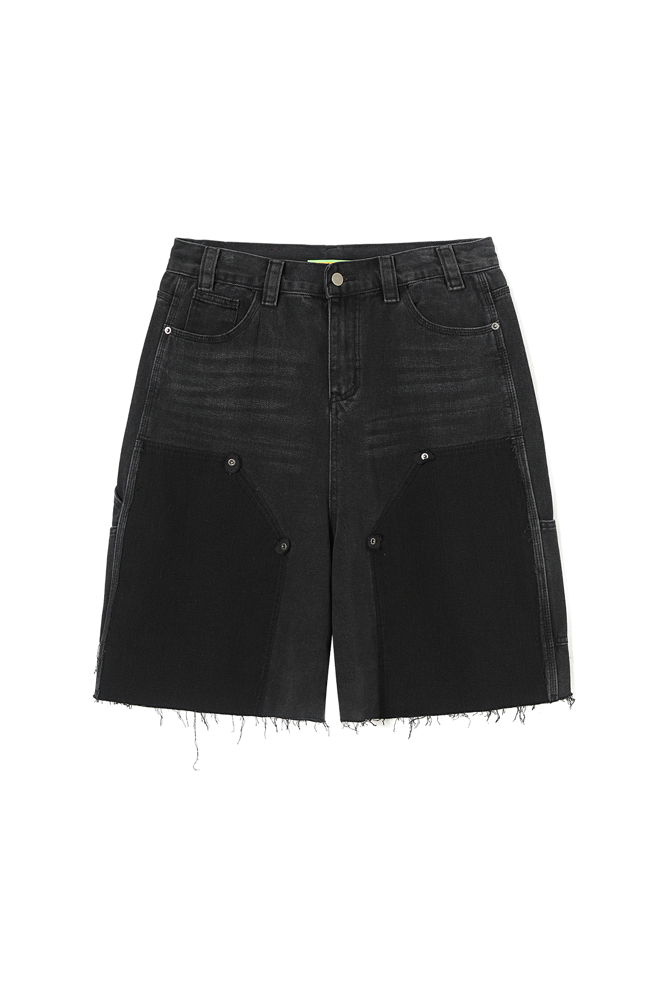CLP Retro Washed Raw Edge Paneled Shorts-Shorts-M / 34"-Free Shipping Leatheretro