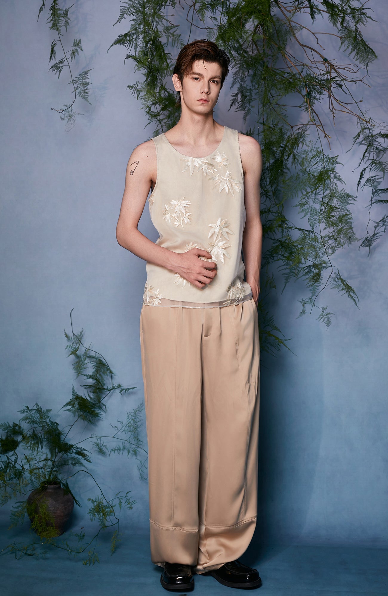 JIECHI Bamboo Embroidered Tank Top-Tank Top-M (Preorder)-Free Shipping Leatheretro