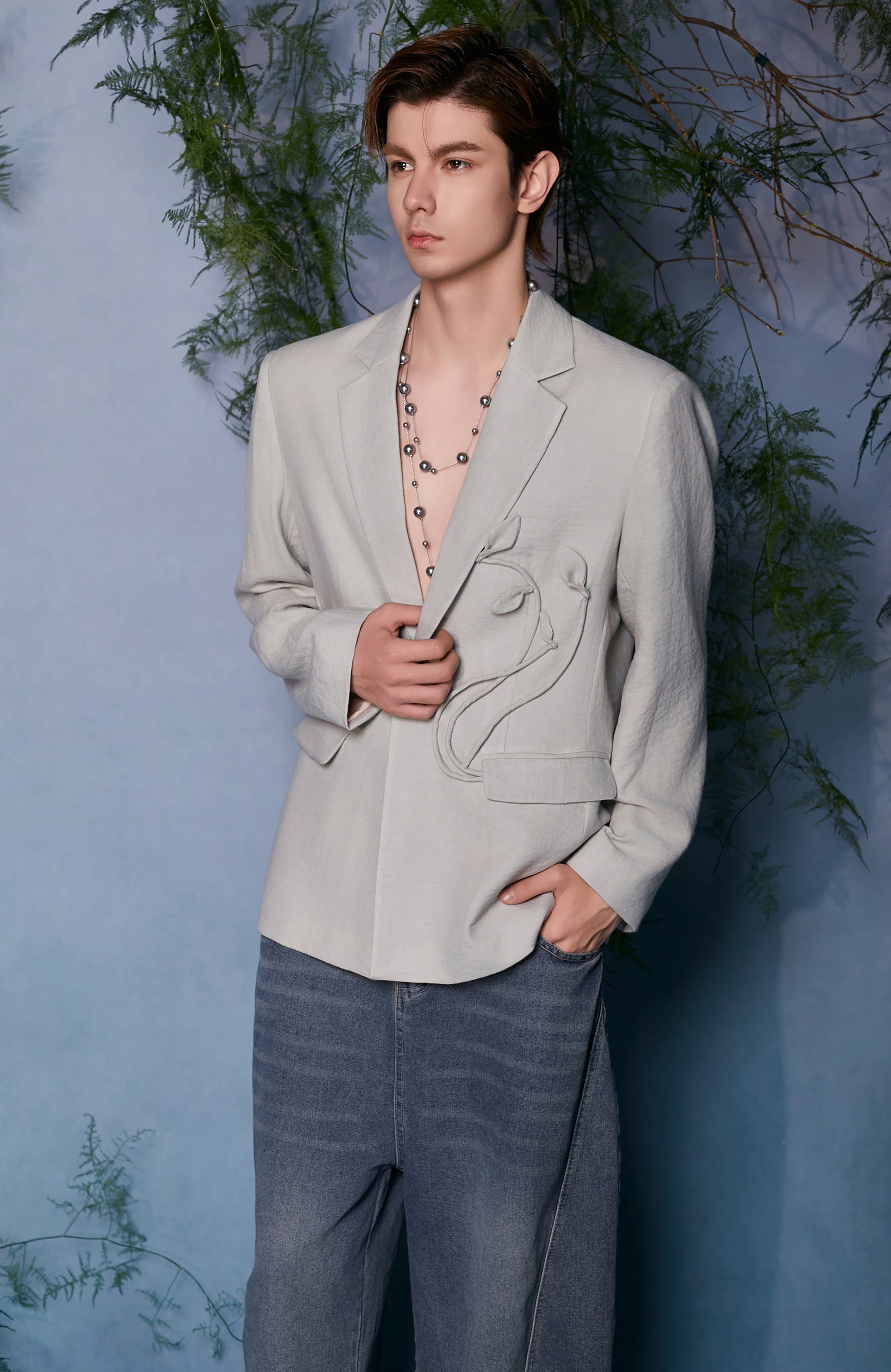 JIECHI Embroidered Floral Linework Blazer-Jacket-M (Preorder)-Free Shipping Leatheretro
