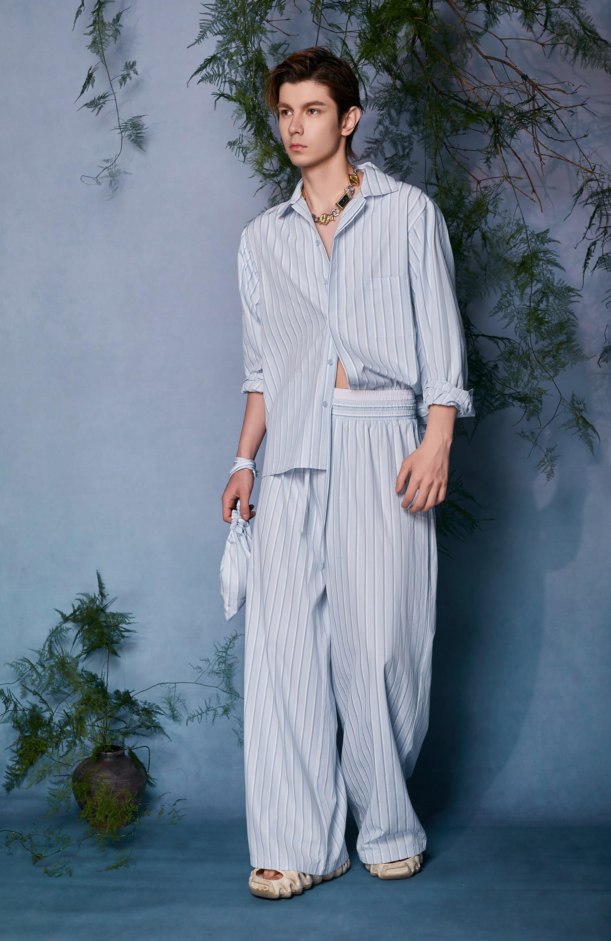JIECHI Button-Up Striped Shirt-Shirt-M (Preorder)-Free Shipping Leatheretro