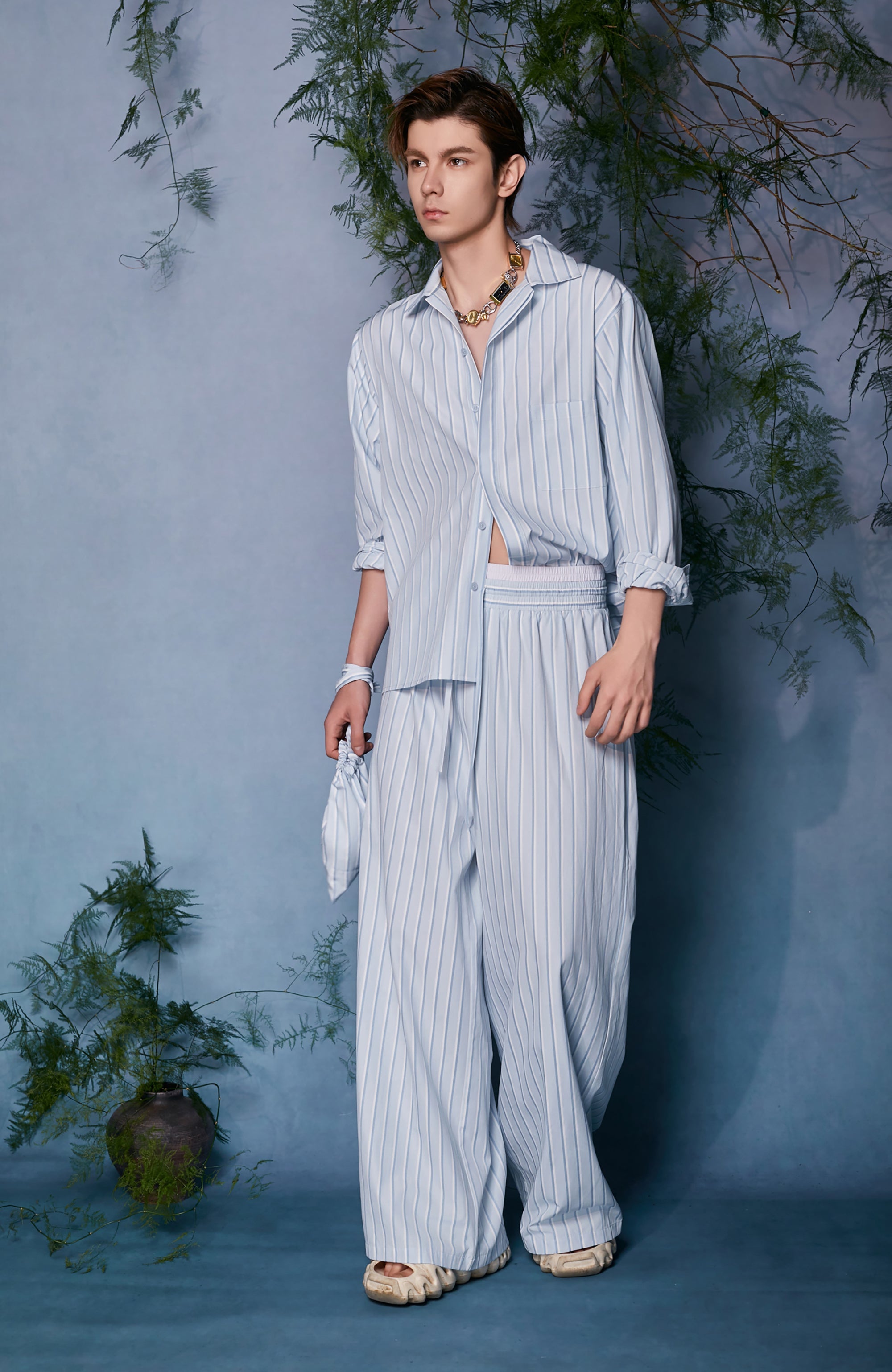JIECHI Striped Wide-Leg Trousers-Pants-M (Preorder)-Free Shipping Leatheretro