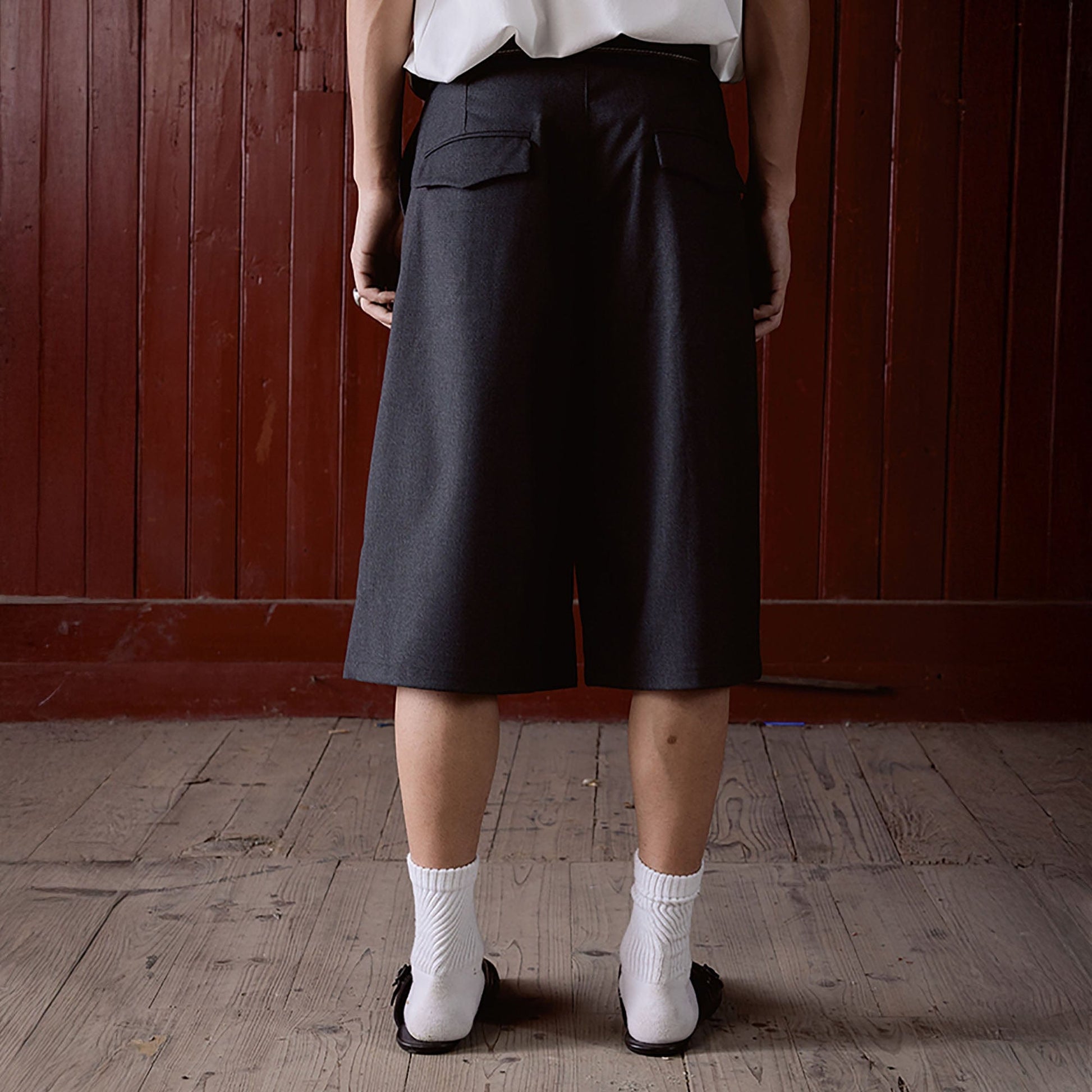 IN EXISTENCE Double-Pleated Mini Check Wide-Leg Shorts-Shorts-S-Free Shipping Leatheretro
