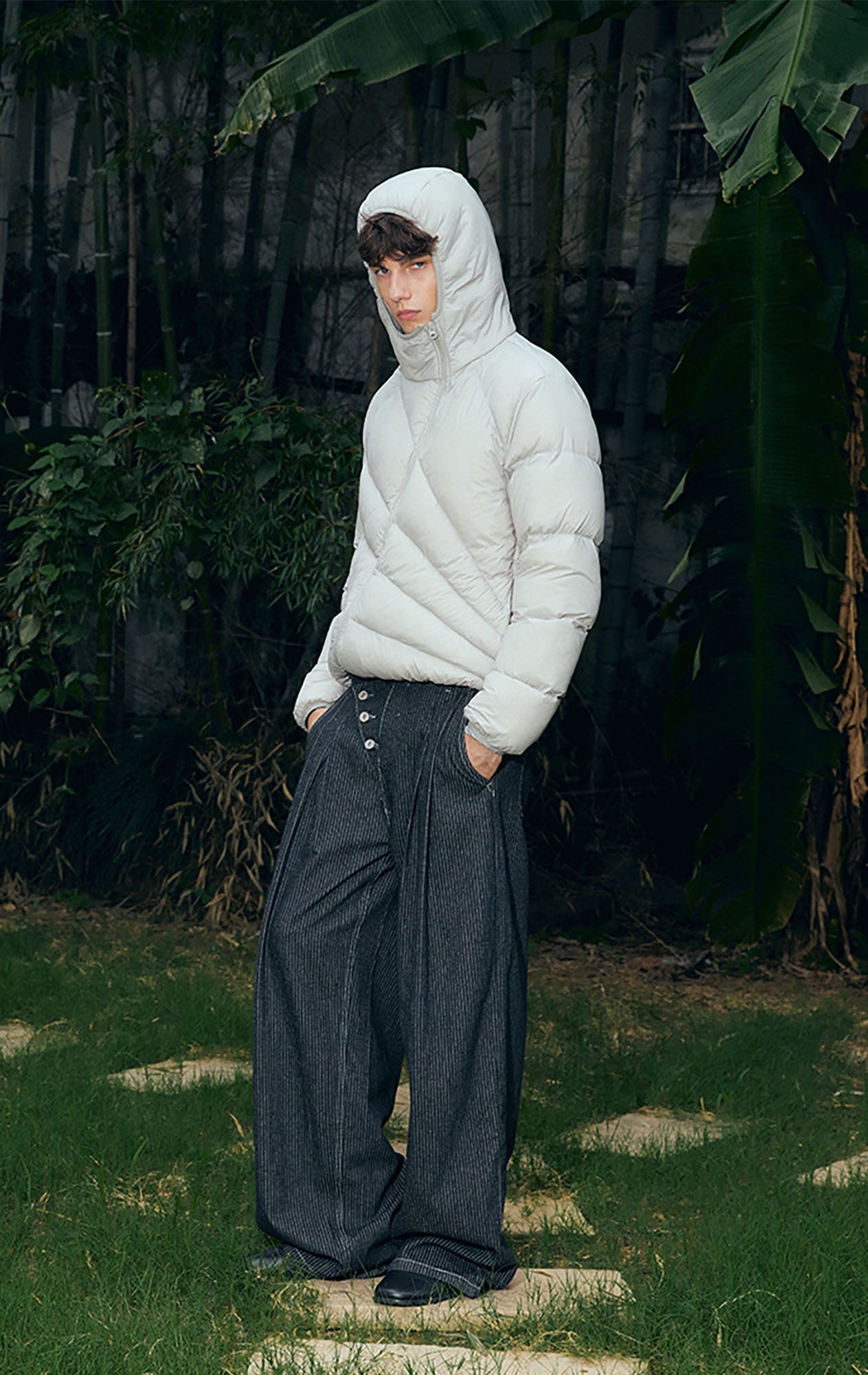 KREATE Asymmetrical Quilted Hooded Down Jacket-Jacket-S-Apricot-Free Shipping Leatheretro