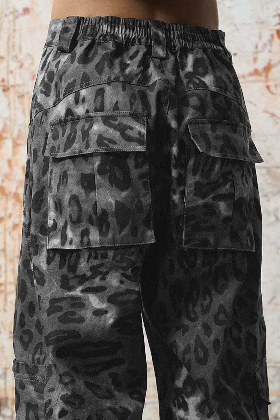 RELABEL Leopard Multi-Pocket Ribbon Cargo Pants-Pants-S-Free Shipping Leatheretro