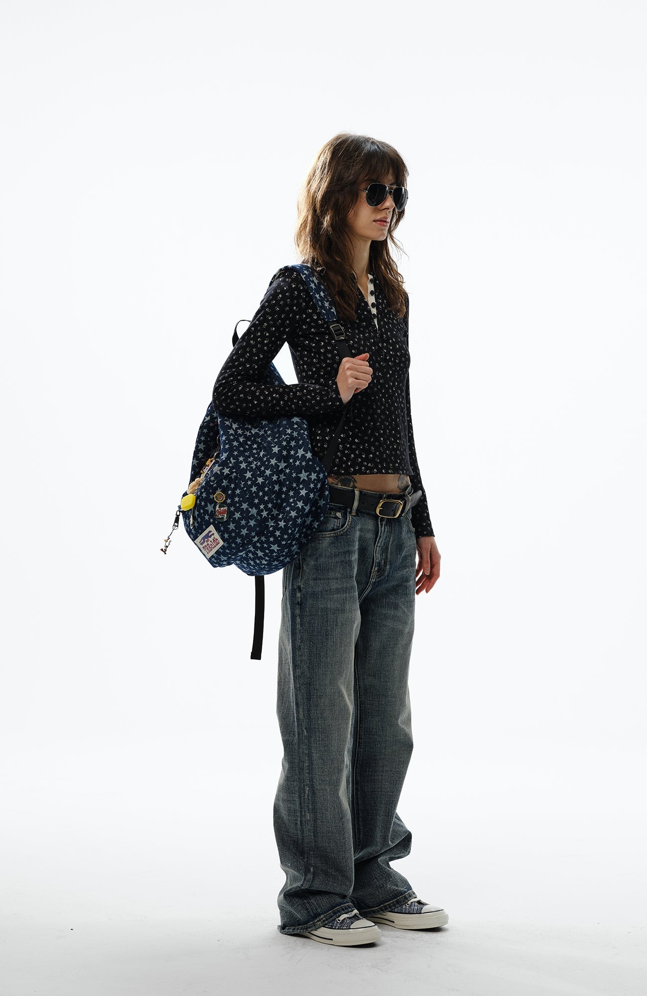 TRECLUB Multi-Eyelet Star Graphic Campus Backpack-Bag-One Size-Free Shipping Leatheretro