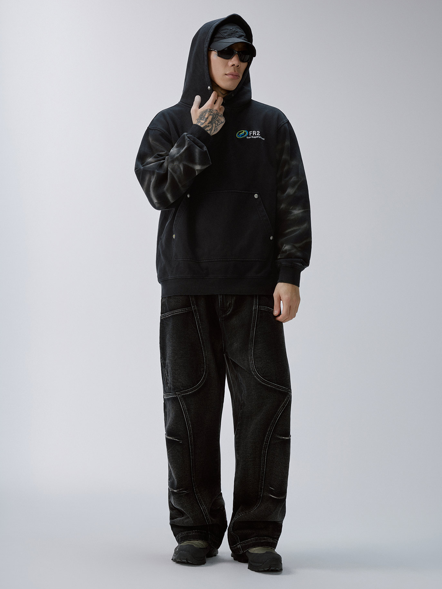 F2CE Washed Deconstructed Oversized Denim Cargo Pants-Pants-S-Free Shipping Leatheretro