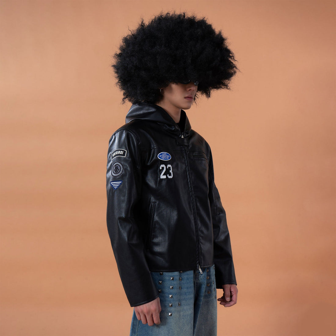 CLP Badge Patch Hooded PU Jacket-Jacket-M (Preorder)-Free Shipping Leatheretro