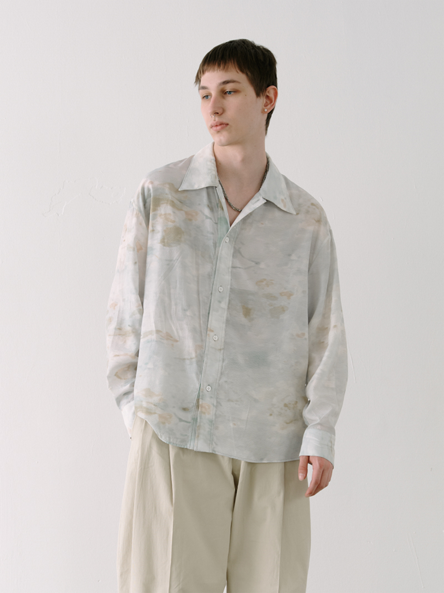 GRAINMUSTARD Washed Tie-Dye Draped Shirt-Shirt-XS-Free Shipping Leatheretro