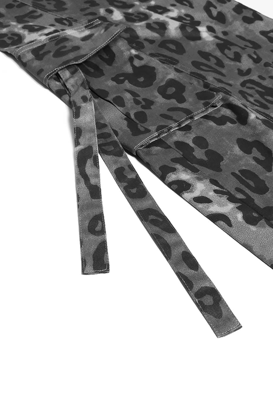 RELABEL Leopard Multi-Pocket Ribbon Cargo Pants-Pants-S-Free Shipping Leatheretro