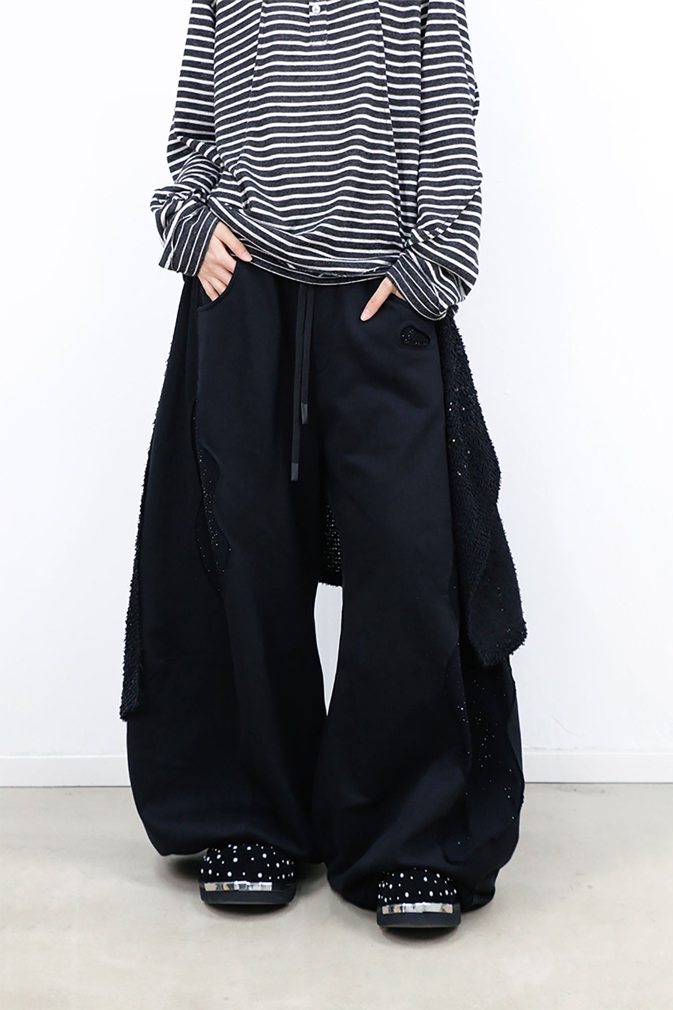 RELABEL Detachable Diamond Drape Oversized Sweatpants-Pants-XS (Preorder)-Free Shipping Leatheretro