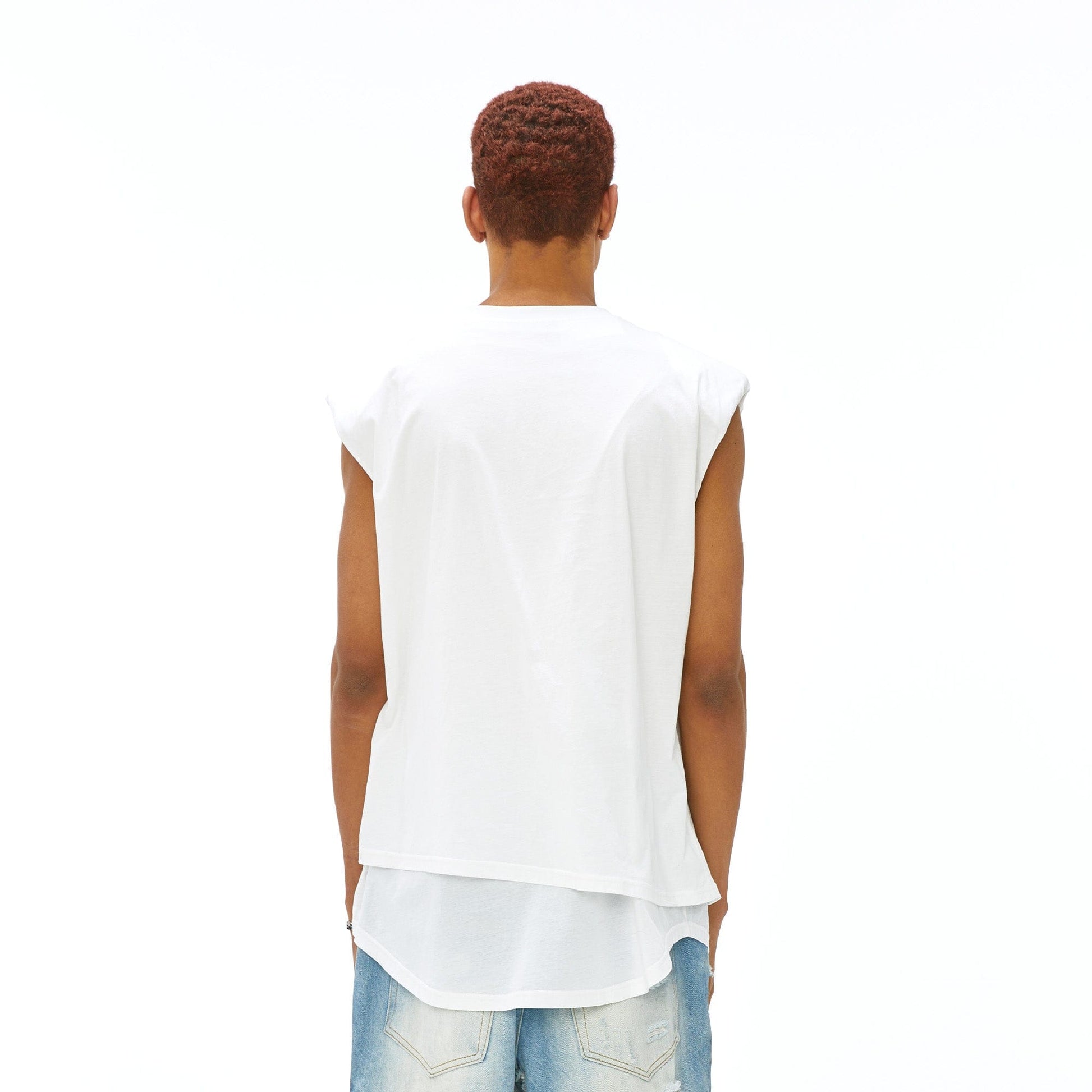 VANN VALRENCE Statement Padded Cotton Sleeveless Tee-T Shirt-S-Free Shipping Leatheretro