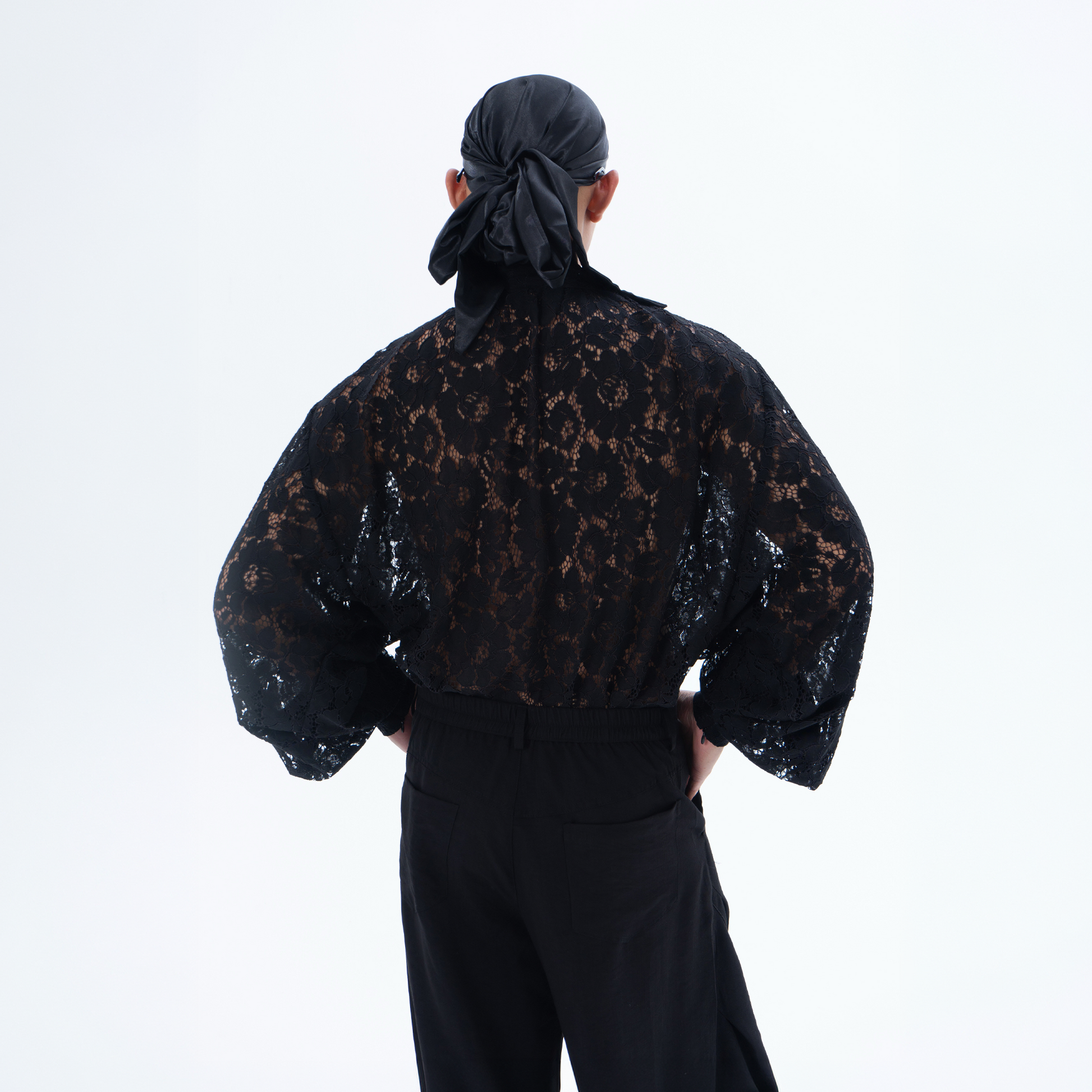 CLP Floral Lace Tie-Neck Shirt-Shirt-S-White (Preorder)-Free Shipping Leatheretro