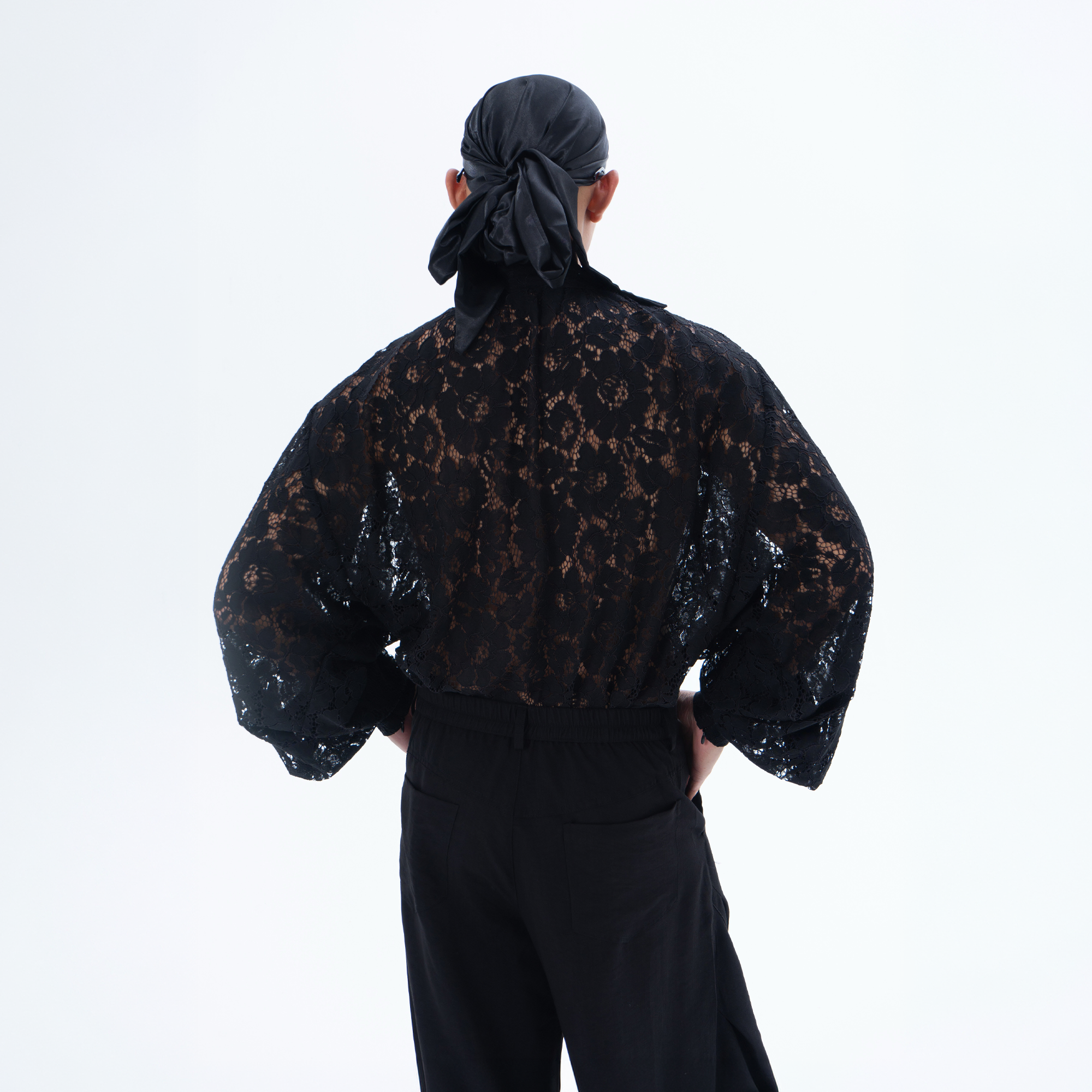 CLP Floral Lace Tie-Neck Shirt-Shirt-S-White (Preorder)-Free Shipping Leatheretro