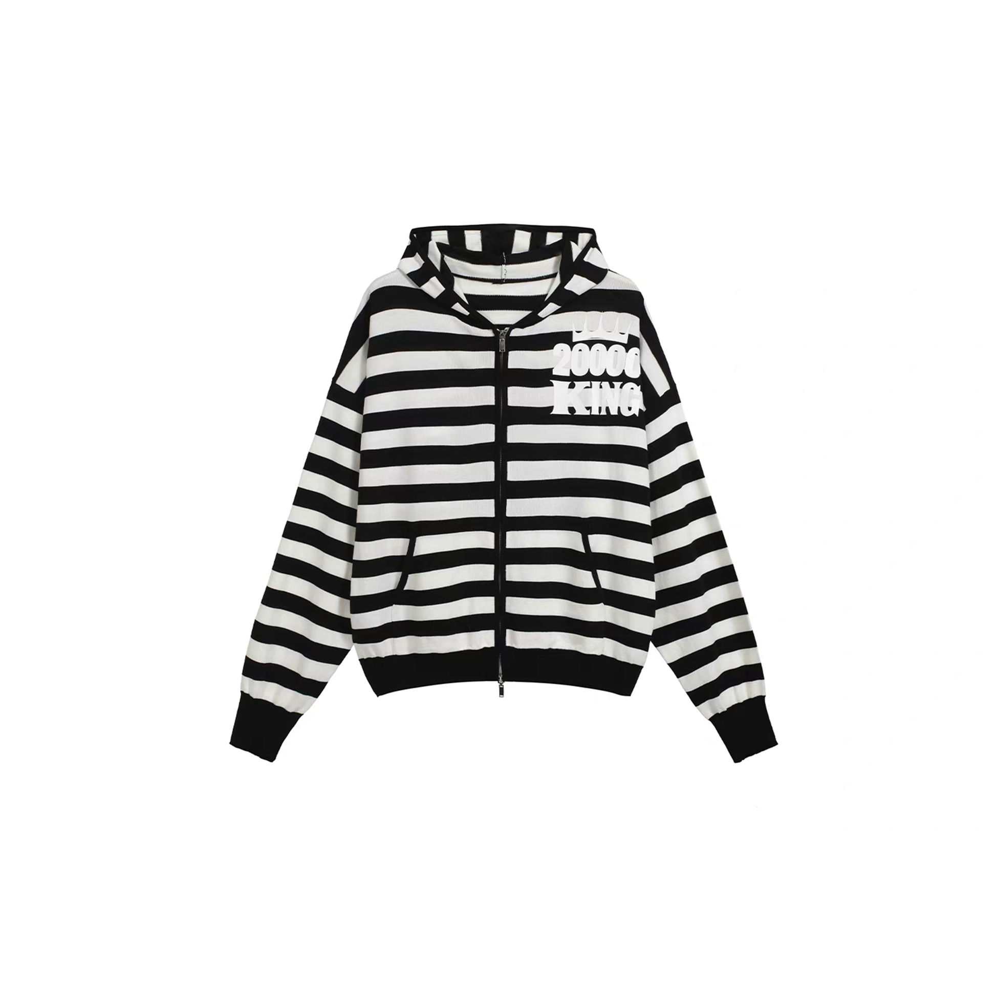 NOTHINGNESS WORLD Pirate Skull Graphic Striped Hoodie Jacket-Jacket-S-Free Shipping Leatheretro