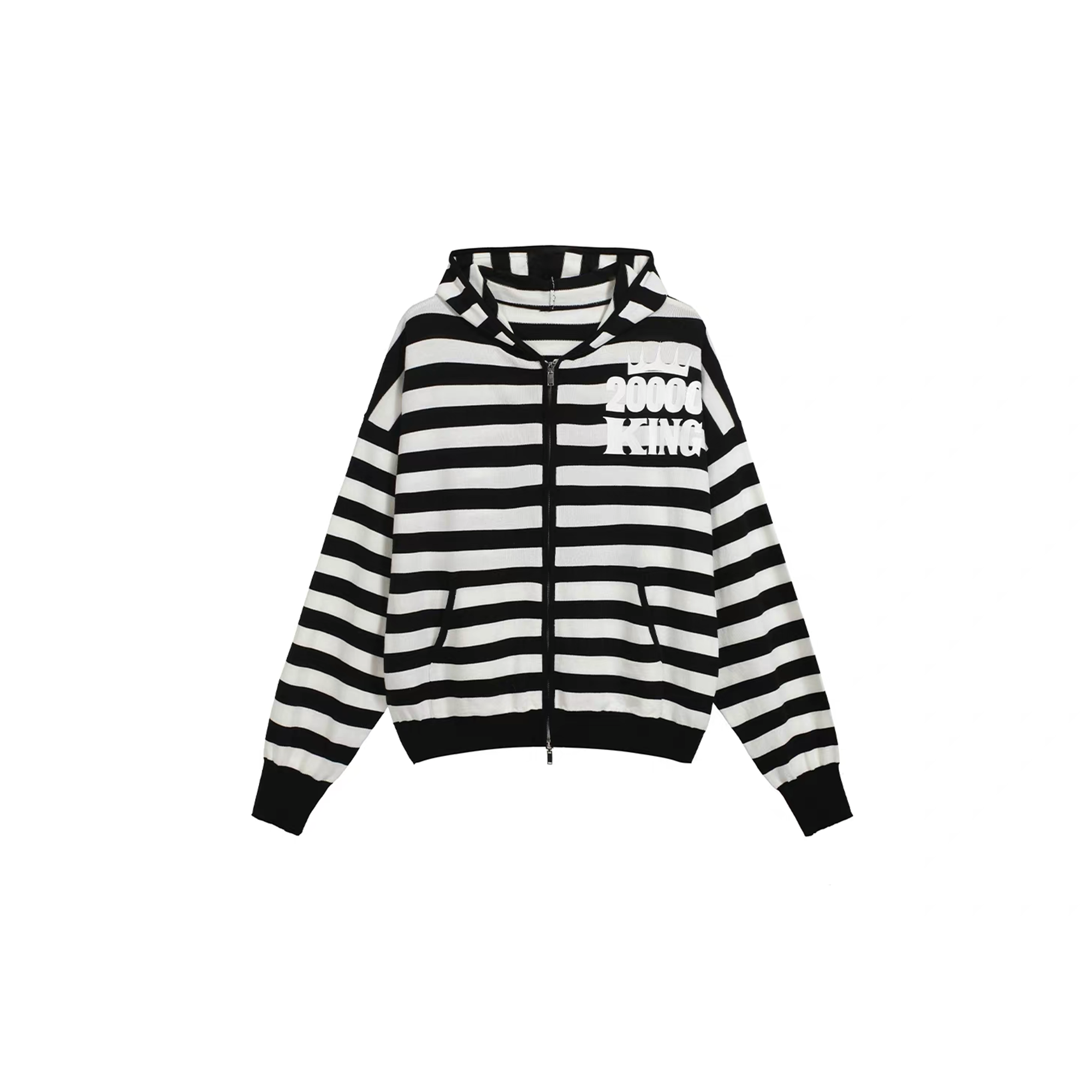 NOTHINGNESS WORLD Pirate Skull Graphic Striped Hoodie Jacket-Jacket-S-Free Shipping Leatheretro