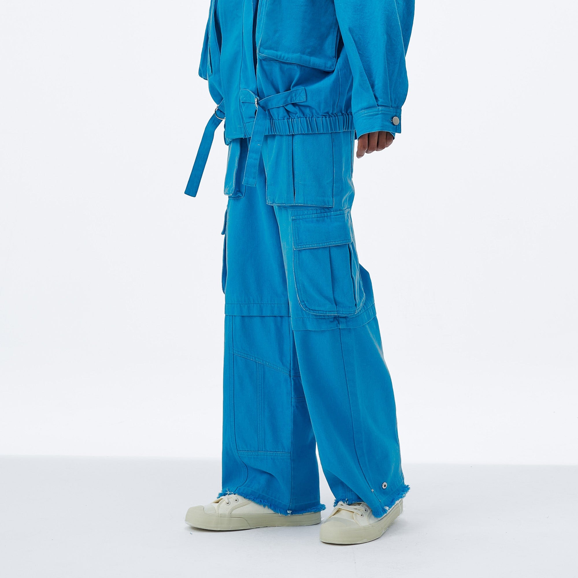 VANN VALRENCE Distressed Utility Frayed-Hem Denim Cargo Pants-Jeans-S-Free Shipping Leatheretro