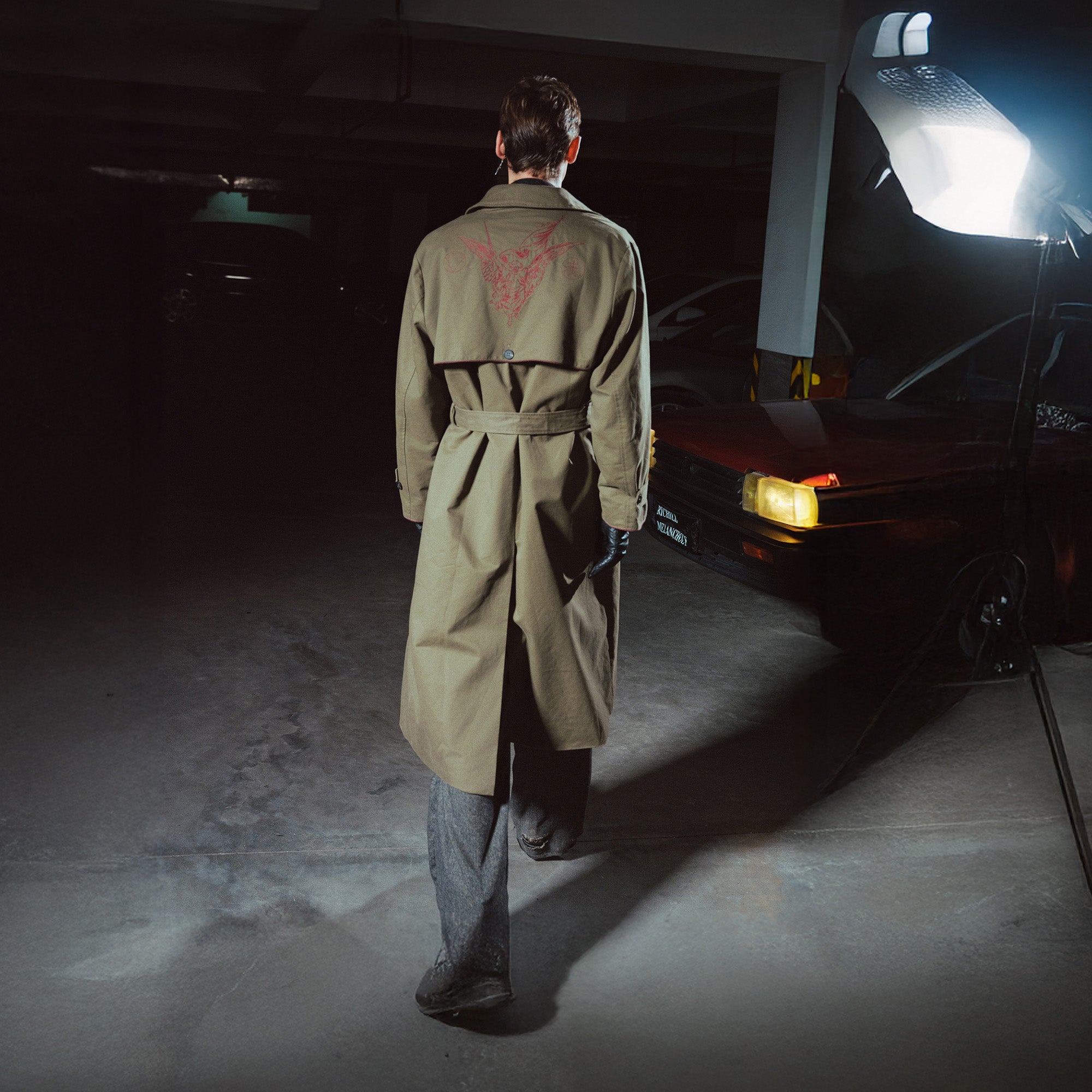 RICHILL Contrast Embroidered Trench Coat-Jacket-S-Free Shipping Leatheretro