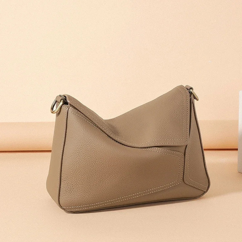 Cowhide Leather Women's Geometric Shoulder Bag - Luxury Crossbody Handbag-Shoulder Bag-Black-Free Shipping Leatheretro