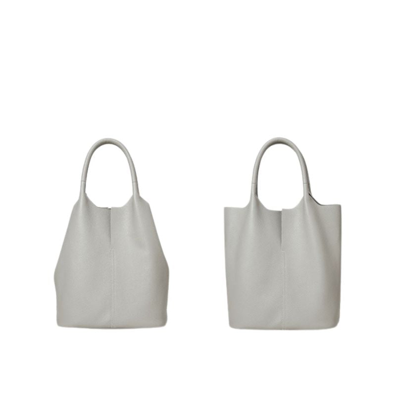 Real Leather Shopper Tote Bag-Tote Bag-Khaki-Free Shipping Leatheretro