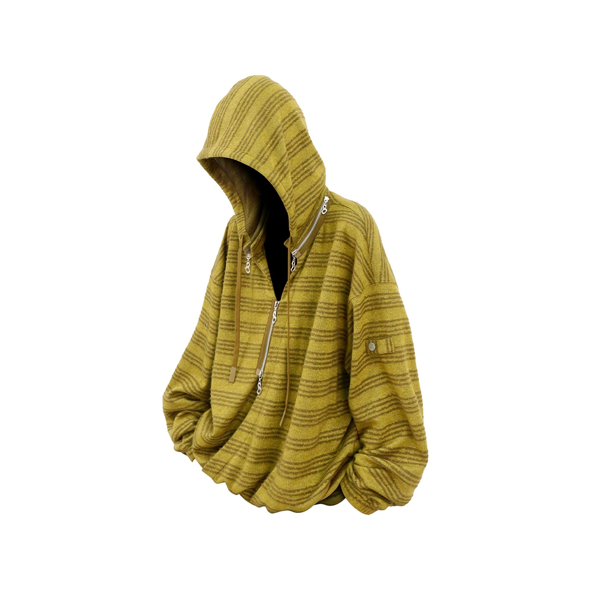 RELABEL Striped Asym Half-Zip Knit Hoodie-Hoodie-XS (Preorder)-Free Shipping Leatheretro