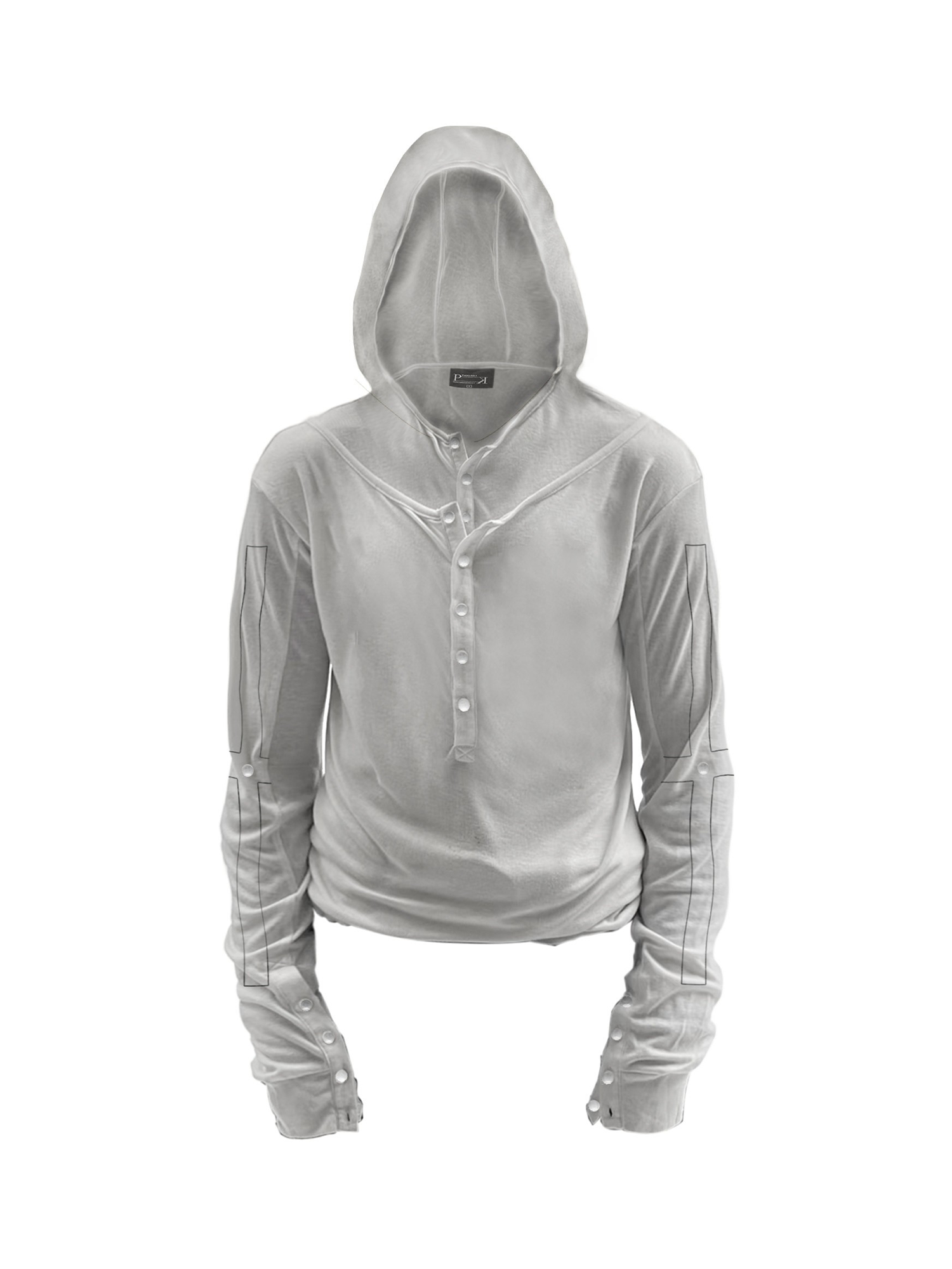 PAIKI Cross Layered Slim Hooded Long Sleeve Tee-L/S Tee-S-Black (Preorder)-Free Shipping Leatheretro