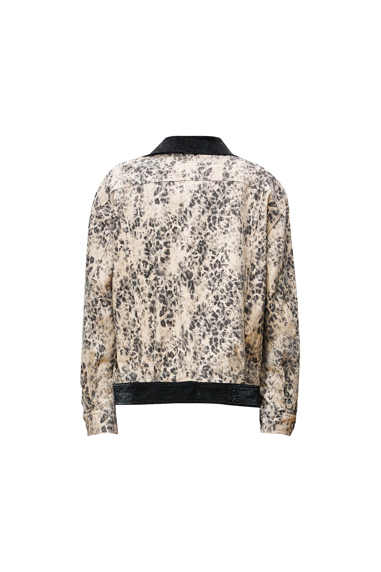 OIPWORD Retro Leopard Contrast-Collar Denim Jacket-Jacket-S-Free Shipping Leatheretro