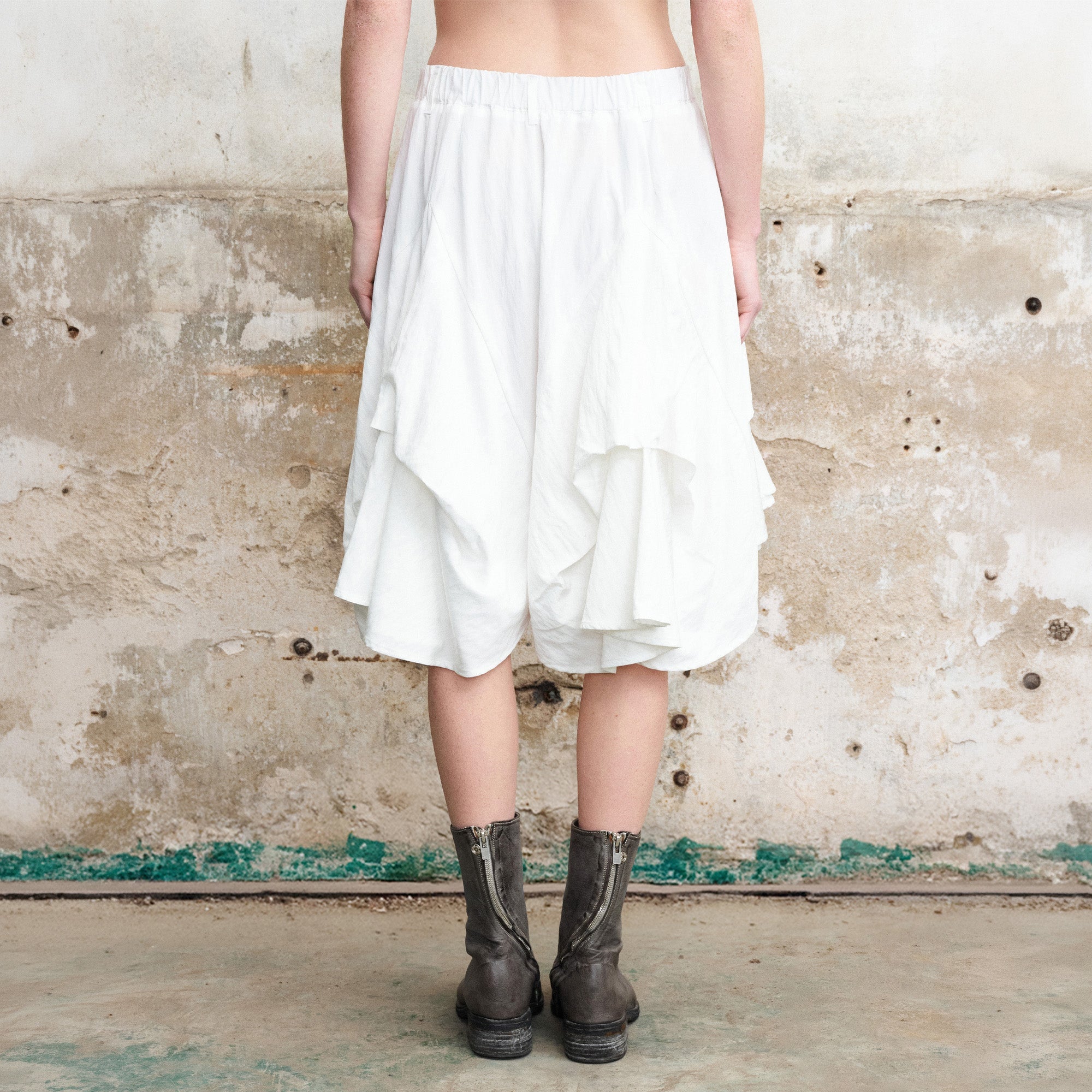 ILNya Nieternite Nifutur Layered Asymmetrical Skort White-Shorts-S (0) (Preorder)-Free Shipping Leatheretro