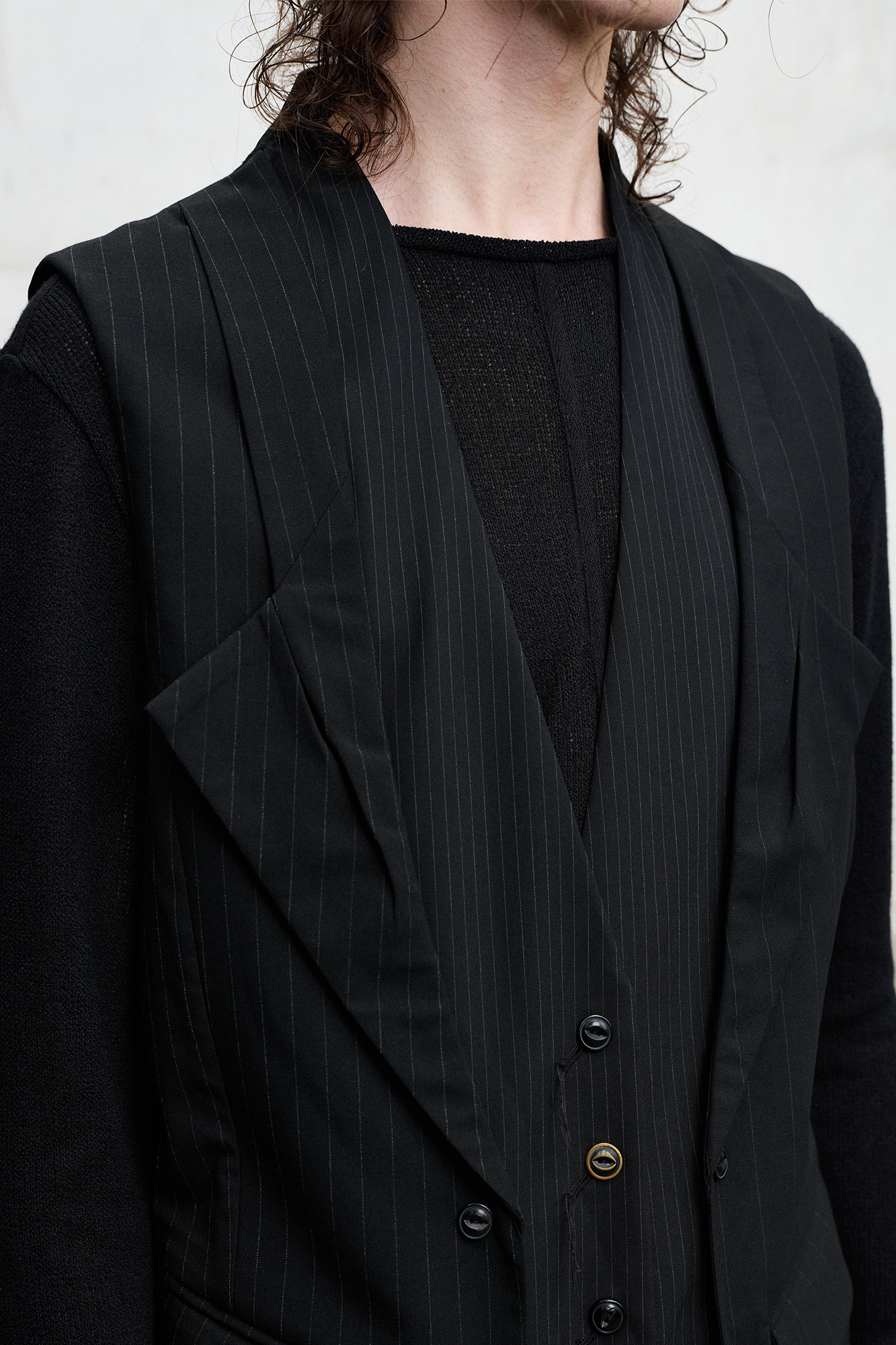 ILNya Nieternite Nifutur Double-Collar Panel Pinstripe Vest-Vest-S-Free Shipping Leatheretro