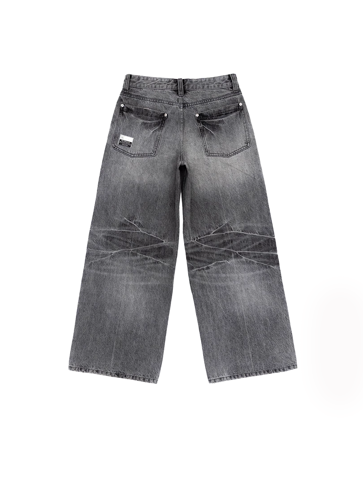 IN EXISTENCE x i Washed Lightning Fade Wide-Leg Jeans Gray-Jeans-XS (0)-Free Shipping Leatheretro