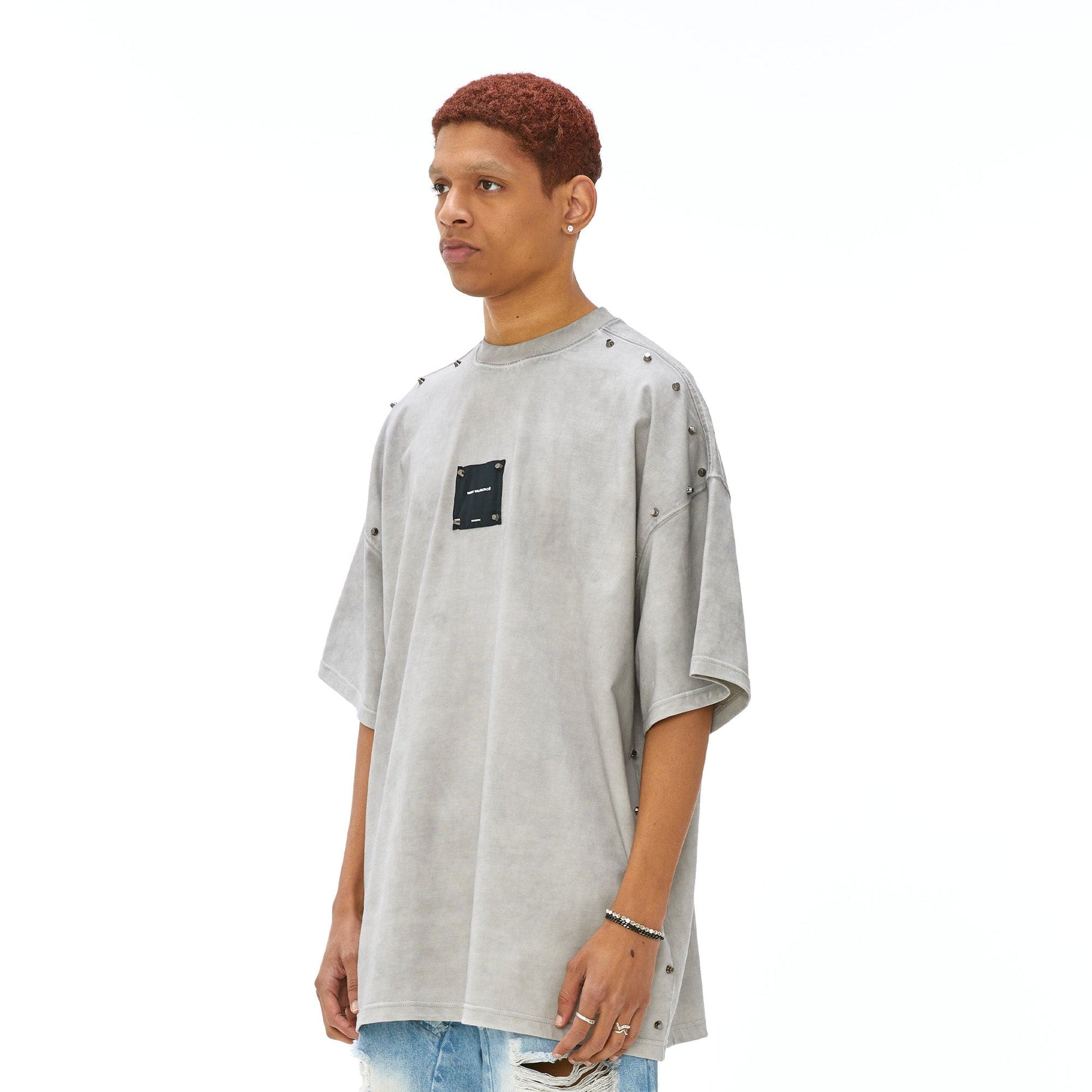 VANN VALRENCE Washed Studded Box Patch T-Shirt-T Shirt-S-Free Shipping Leatheretro