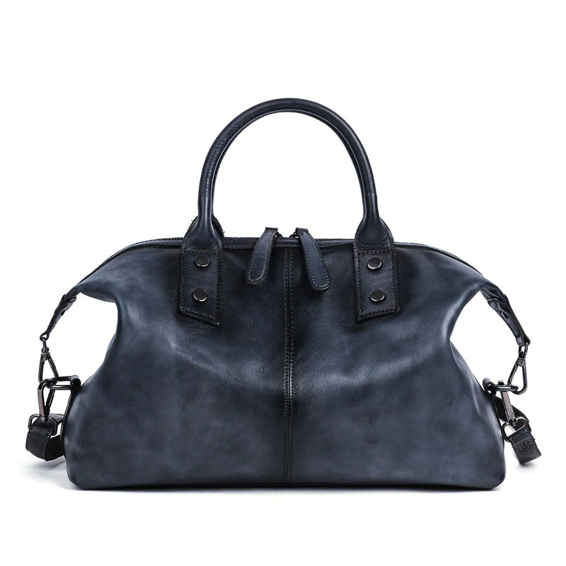 Vintage Cowhide Leather Dumpling Bag-Handbags-Black-Blue-Free Shipping Leatheretro