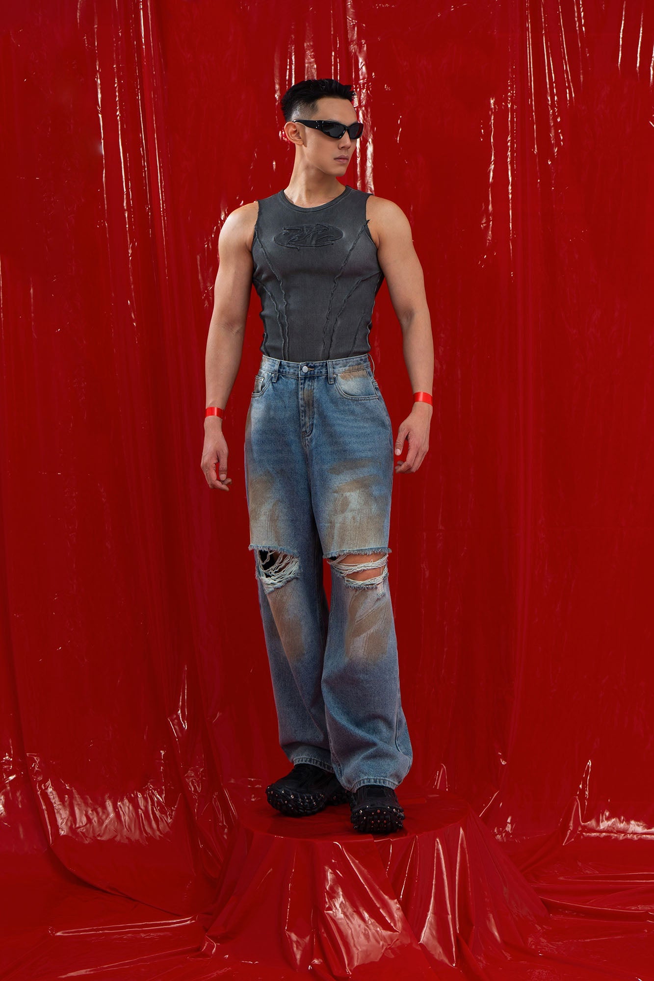 CLP Ribbed Frayed Hem Slim Vest-Vest-M-Free Shipping Leatheretro